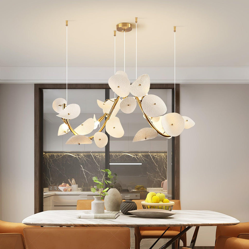 lotus-petal-chandelier-anzaz-Gold & White Ceramic-3