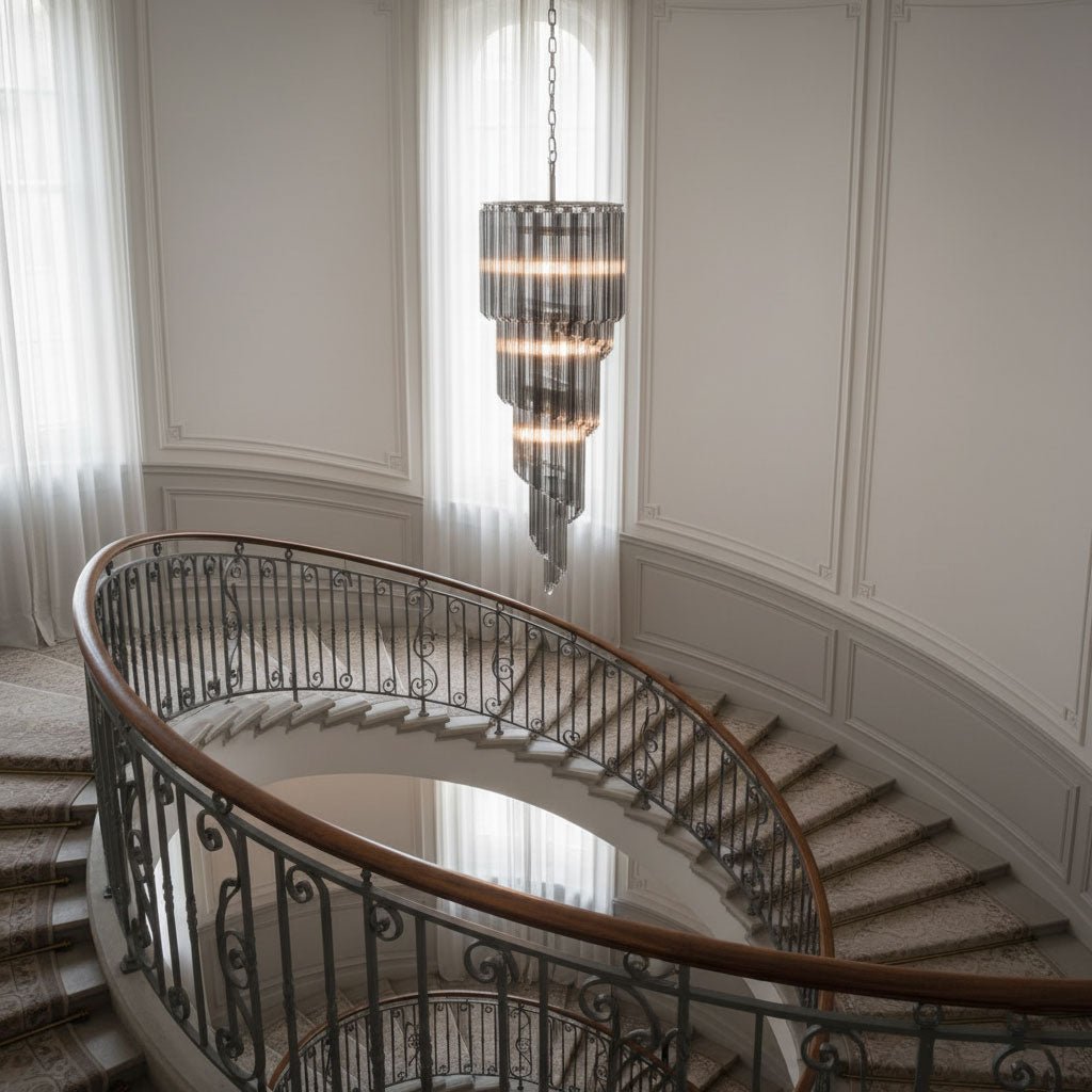 lucente-noir-spiral-chandelier-anzaz-Grey+Clear Glass & Nickel-3