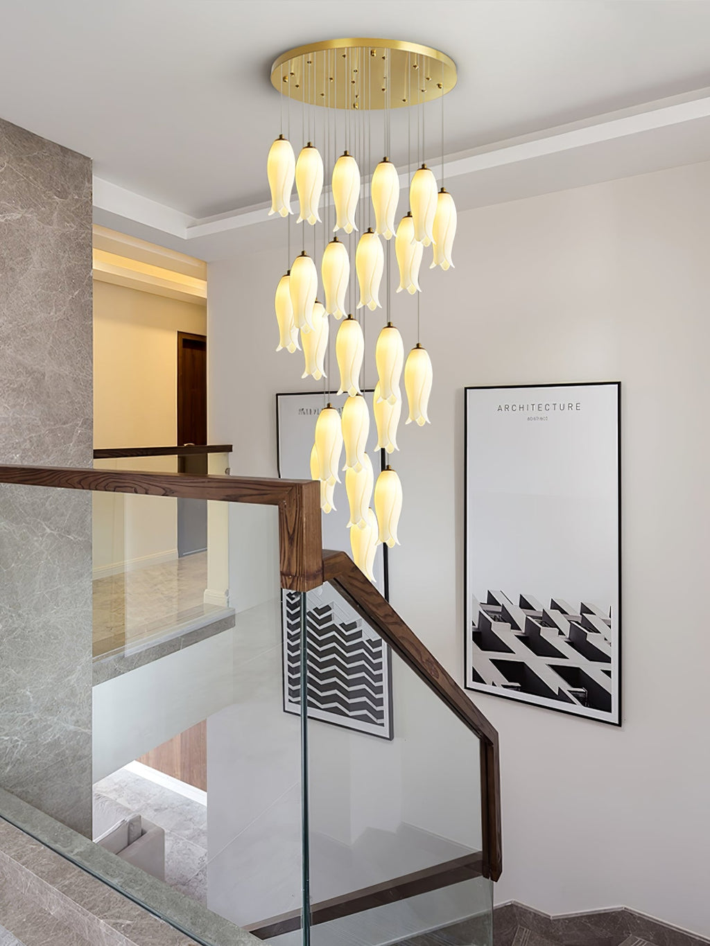 luma-flora-stairs-chandelier-anzaz-Gold & White-14