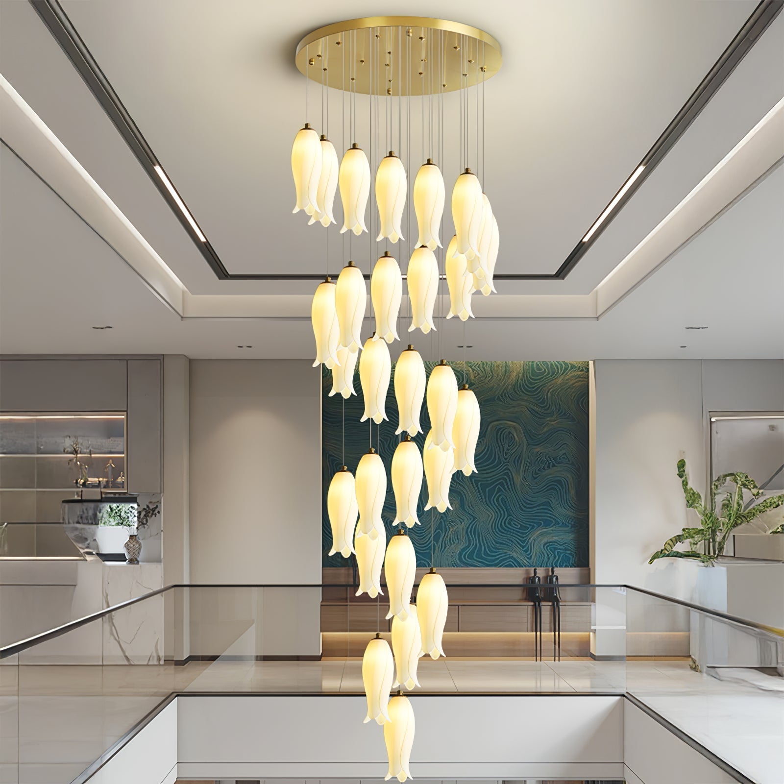 luma-flora-stairs-chandelier-anzaz-Gold & White-8