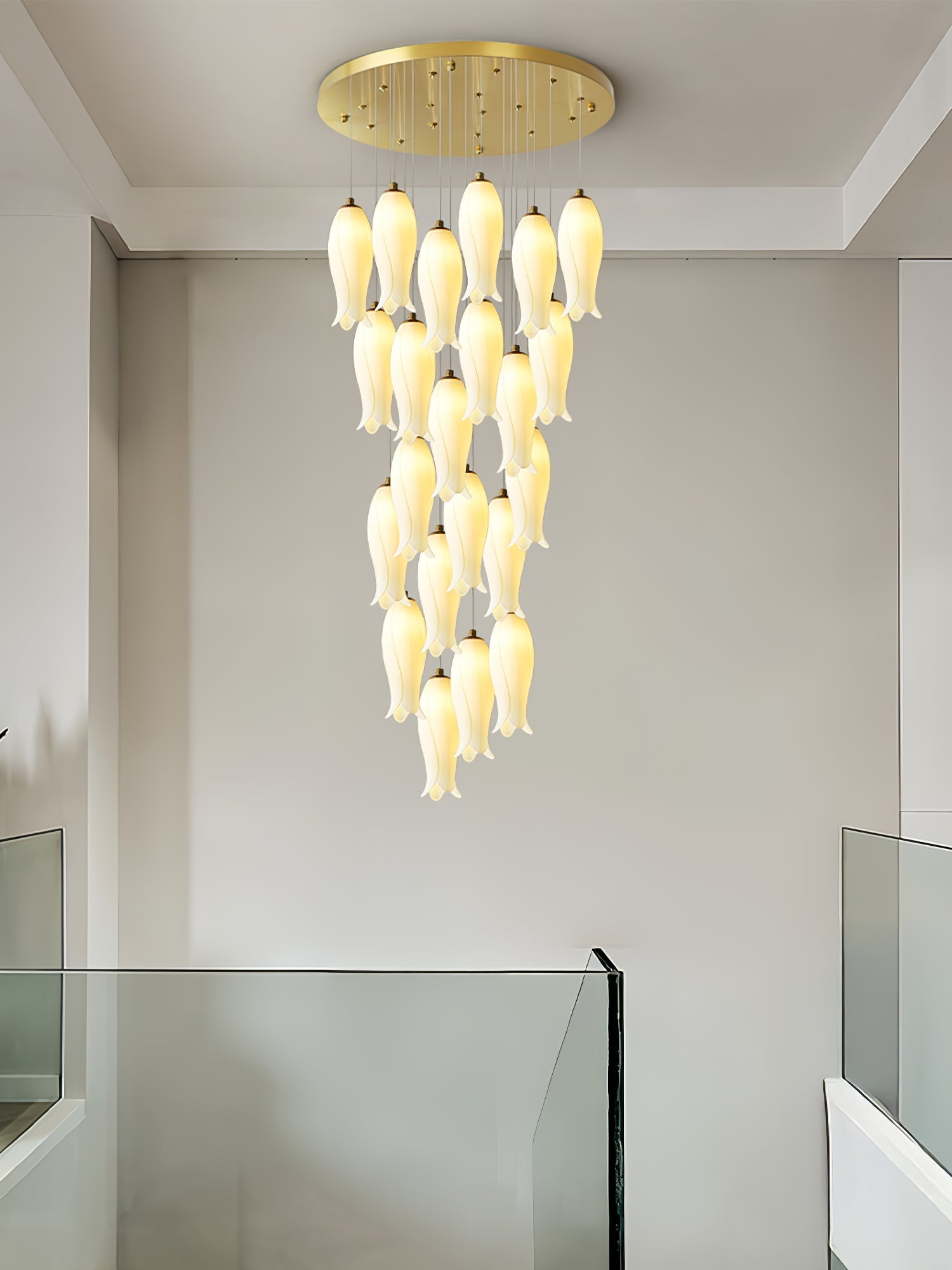 luma-flora-stairs-chandelier-anzaz-Gold & White-9