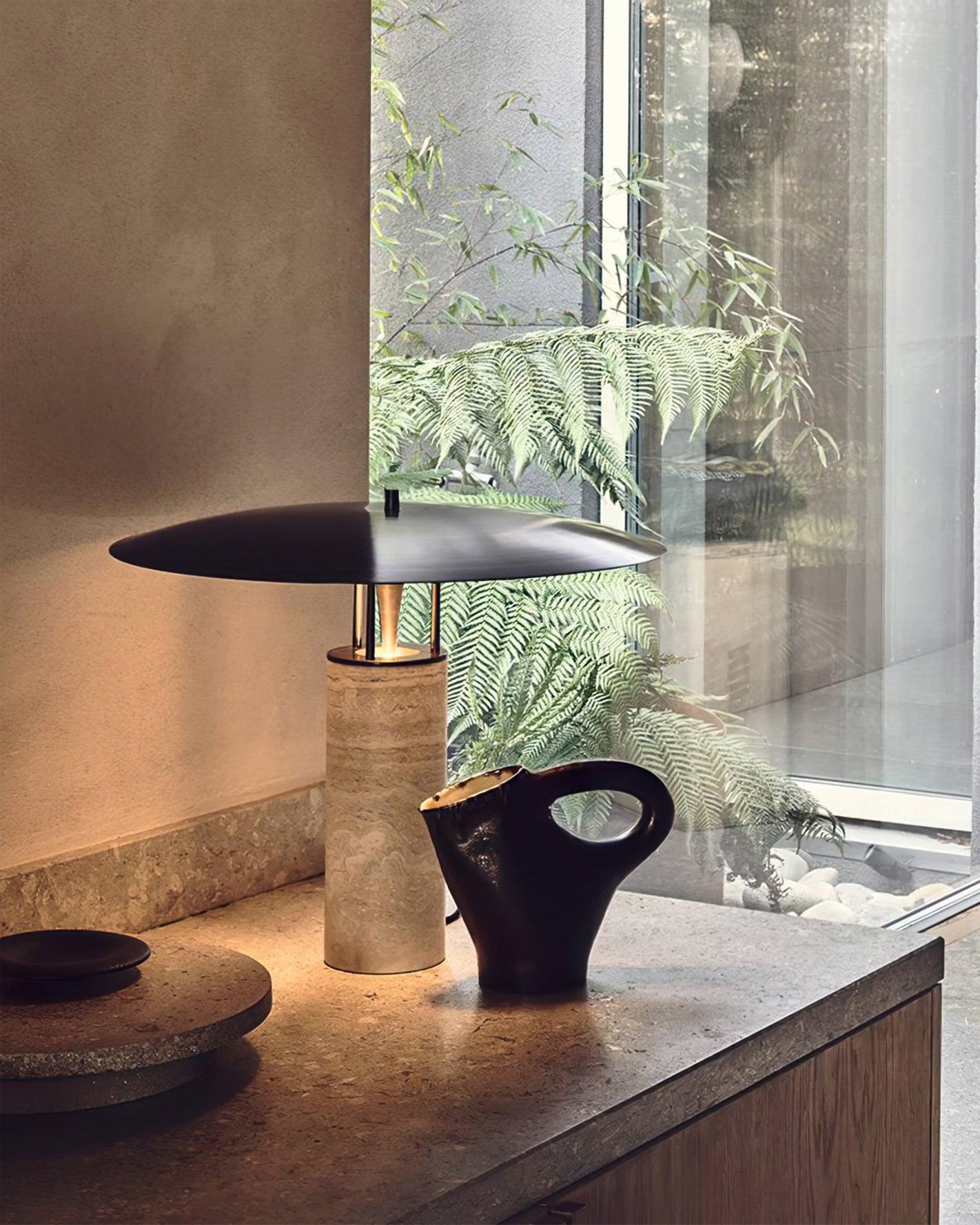 luna-table-lamp-anzaz-Warm Light & Black+Yellow travertine-4