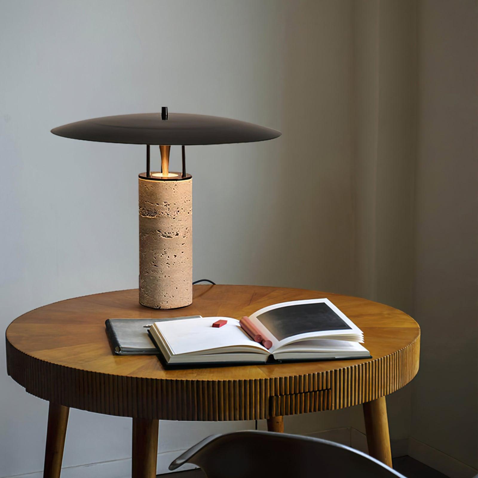 luna-table-lamp-anzaz-Warm Light & Black+Yellow travertine-3