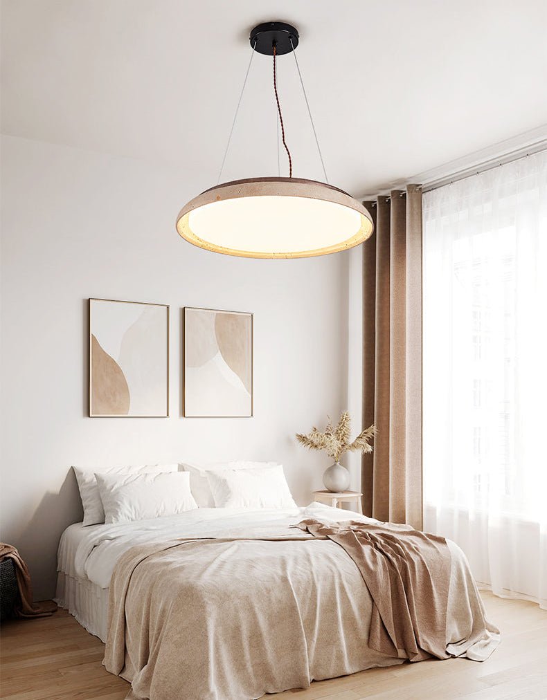 lunar-disc-travertine-pendant-lamp-anzaz-Yellow Travertine & Dark walnut-3