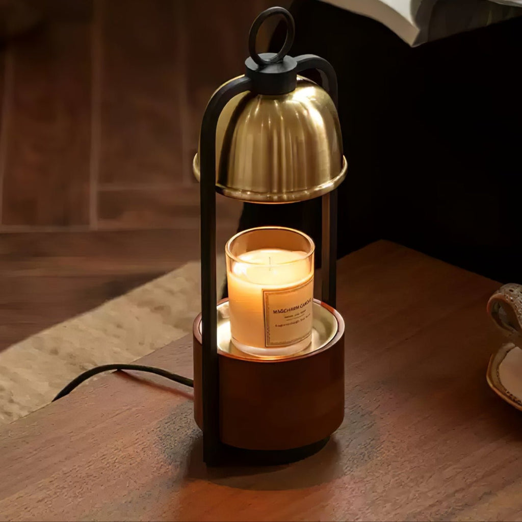 lunara-candle-warmer-lamp-anzaz-Walnut Wood & Gold-2