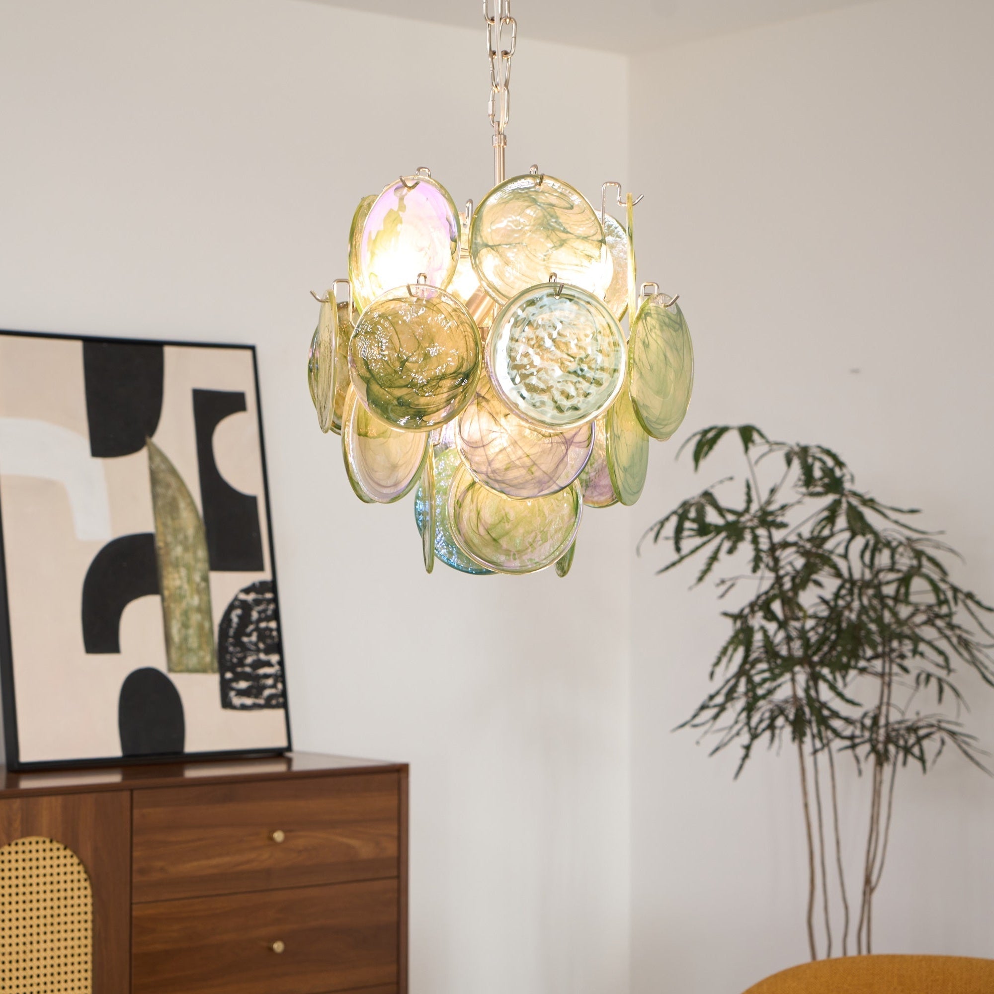 lunaria-disc-murano-chandelier-anzaz-Green & Nickel-2