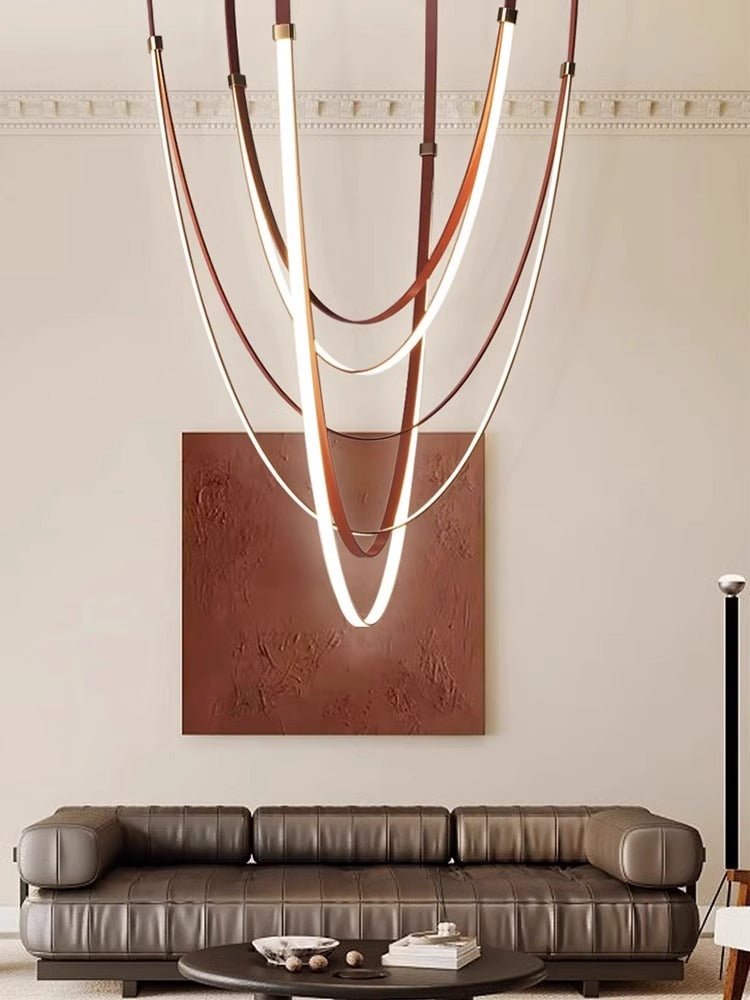 lunestra-strap-chandelier-anzaz-Brown leather & Gold-2