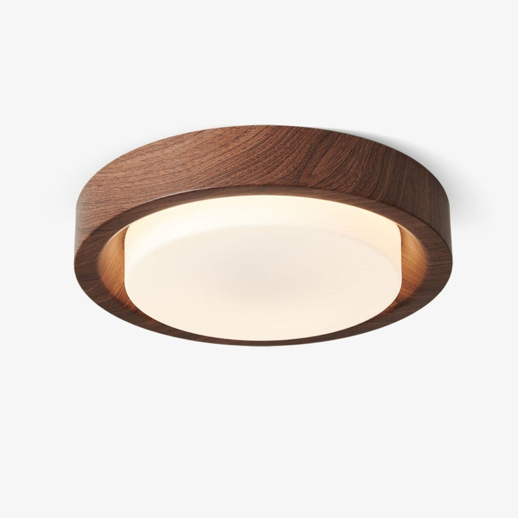 lunor-ring-ceiling-light-anzaz-White Glass Lampshade & Walnut Wood Grain Hydrographic Transfer-1