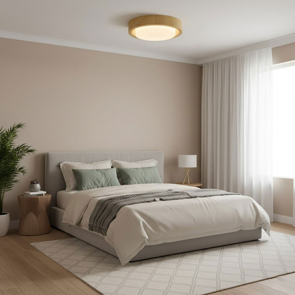 lunor-ring-ceiling-light-anzaz-White Acrylic Lampshade & Walnut Wood Grain Hydrographic Transfer-6
