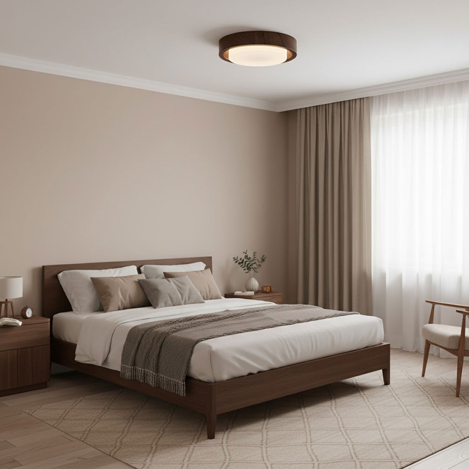 lunor-ring-ceiling-light-anzaz-White Acrylic Lampshade & Walnut Wood Grain Hydrographic Transfer-5