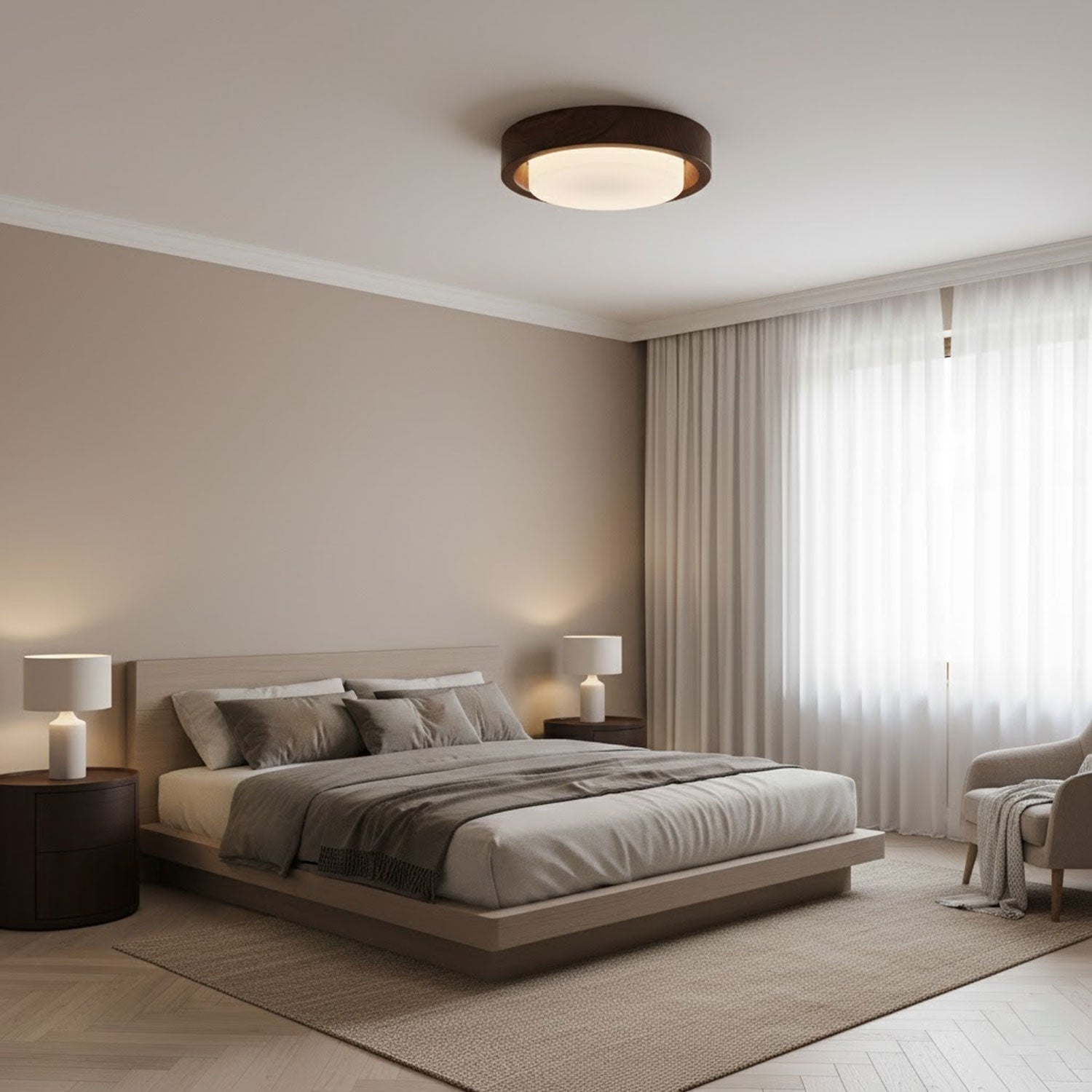 lunor-ring-ceiling-light-anzaz-White Glass Lampshade & Natural Wood Grain Hydrographic Transfer-4
