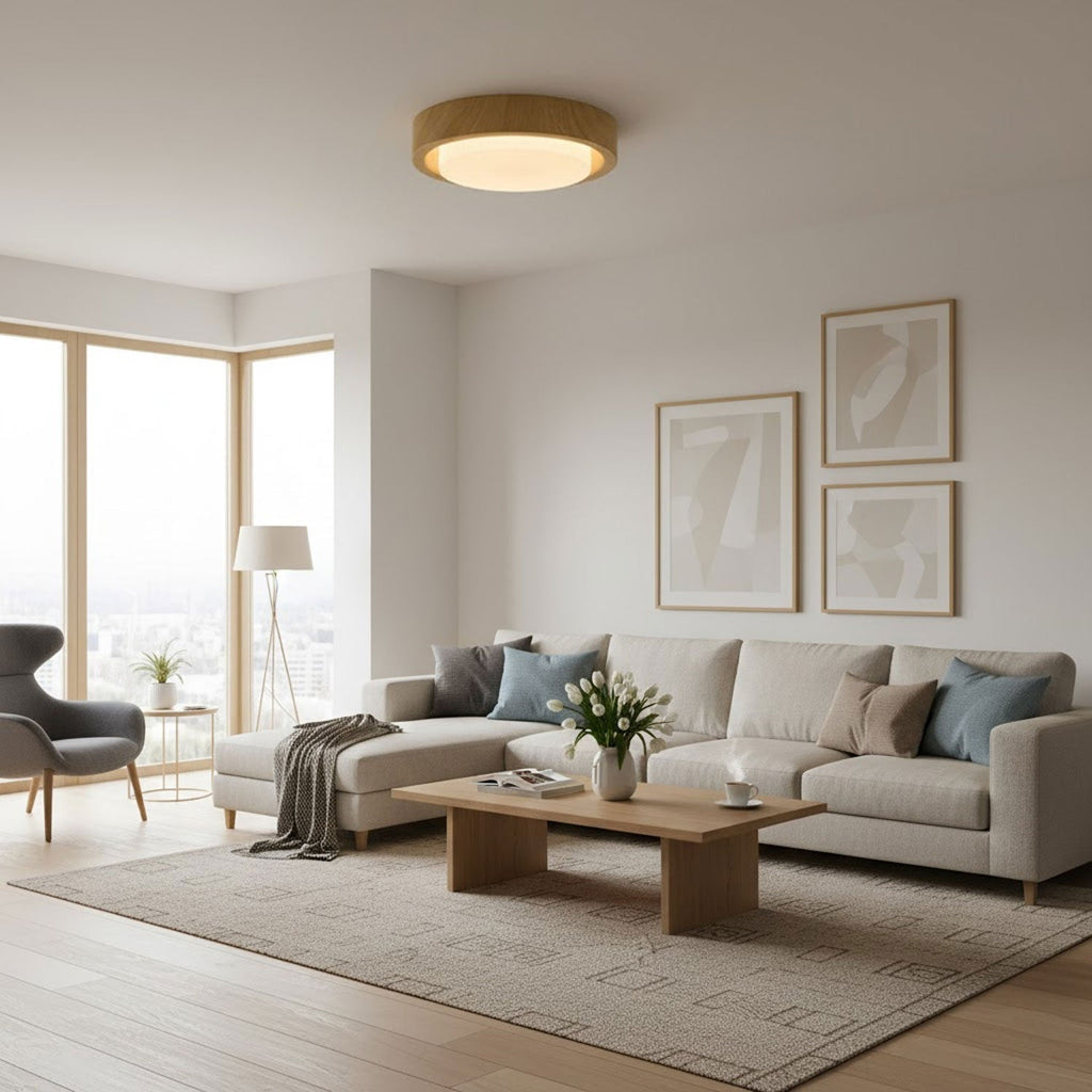 lunor-ring-ceiling-light-anzaz-White Acrylic Lampshade & Walnut Wood Grain Hydrographic Transfer-13