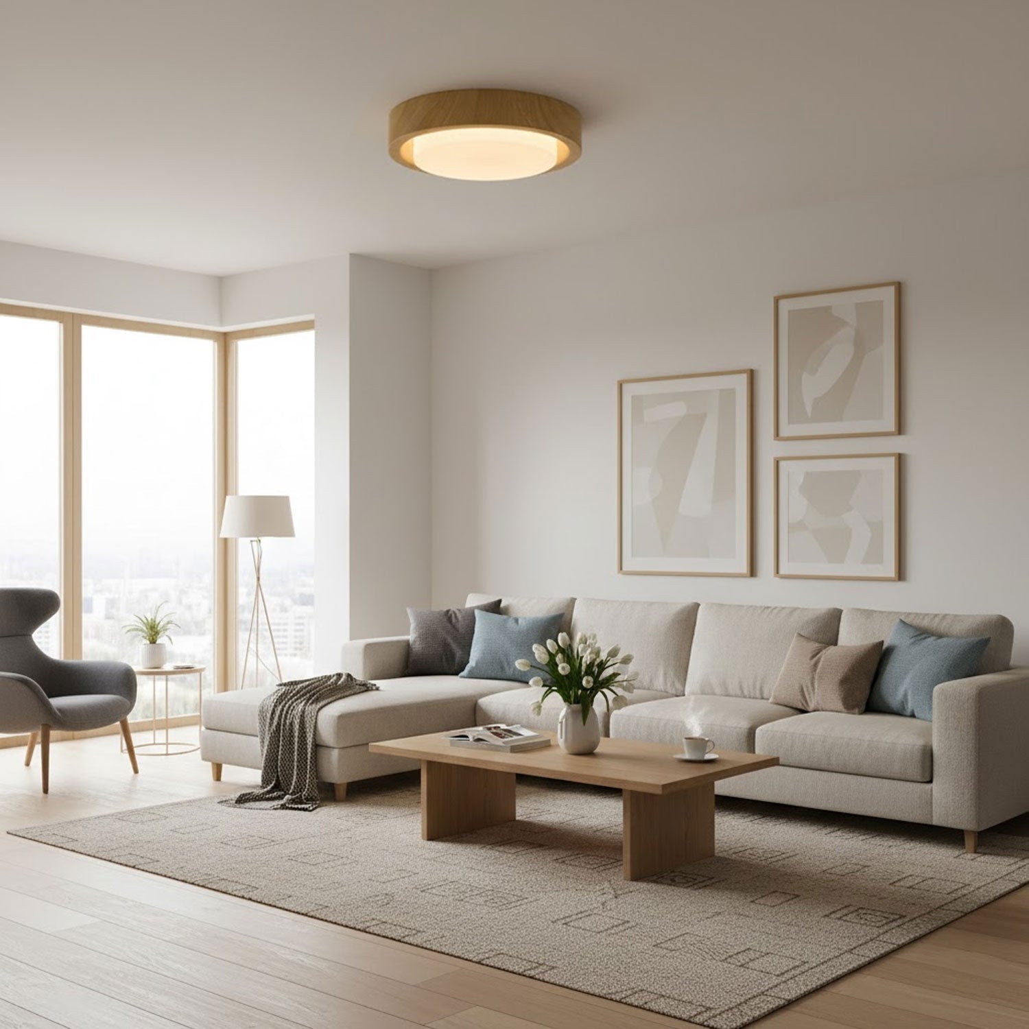 lunor-ring-ceiling-light-anzaz-White Acrylic Lampshade & Walnut Wood Grain Hydrographic Transfer-13