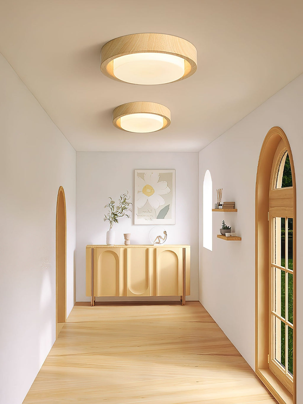 lunor-ring-ceiling-light-anzaz-White Glass Lampshade & Natural Wood Grain Hydrographic Transfer-19