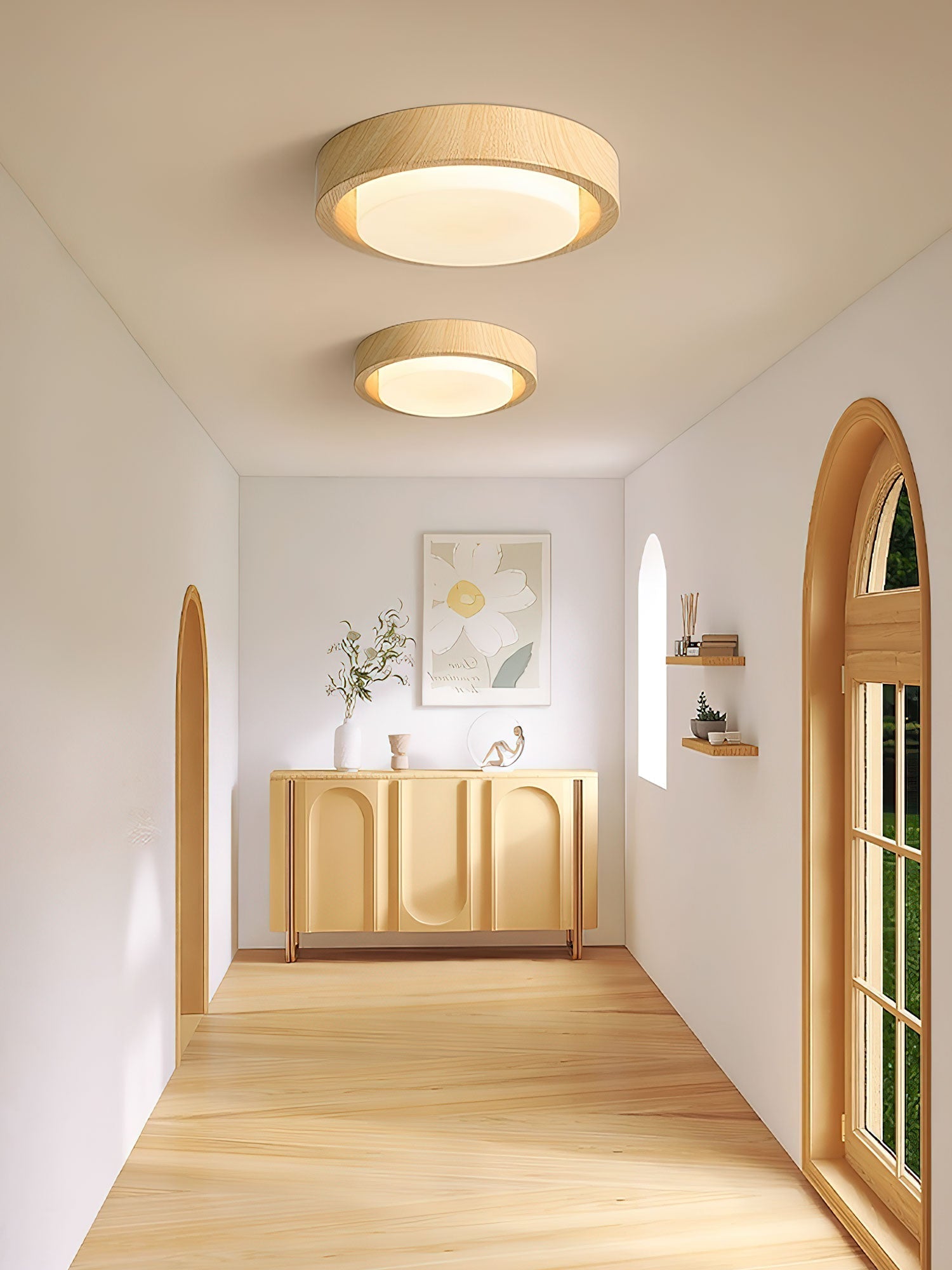 lunor-ring-ceiling-light-anzaz-White Glass Lampshade & Natural Wood Grain Hydrographic Transfer-19