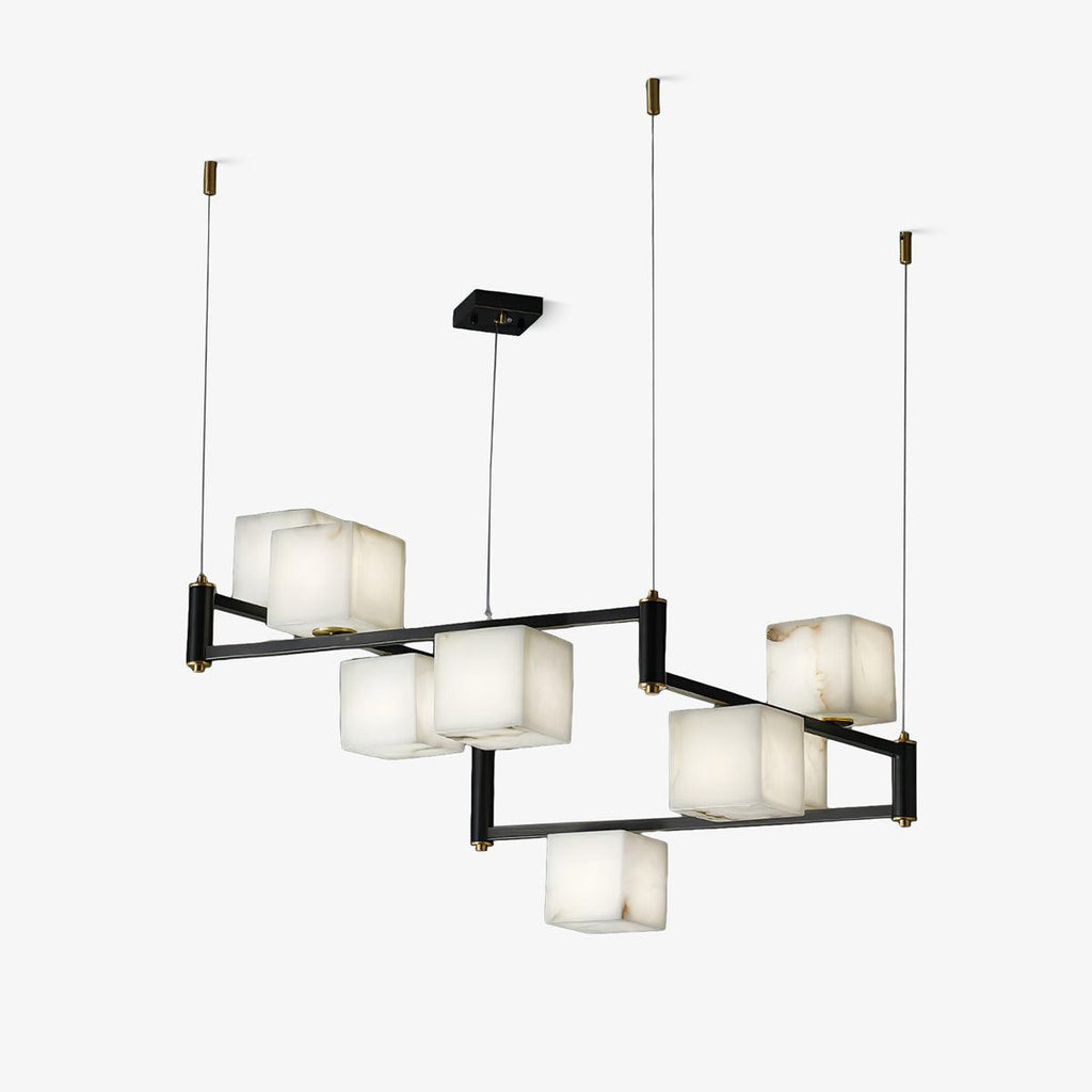 alabaster-square-box-chandelier-anzaz-Brass & Black & White-1