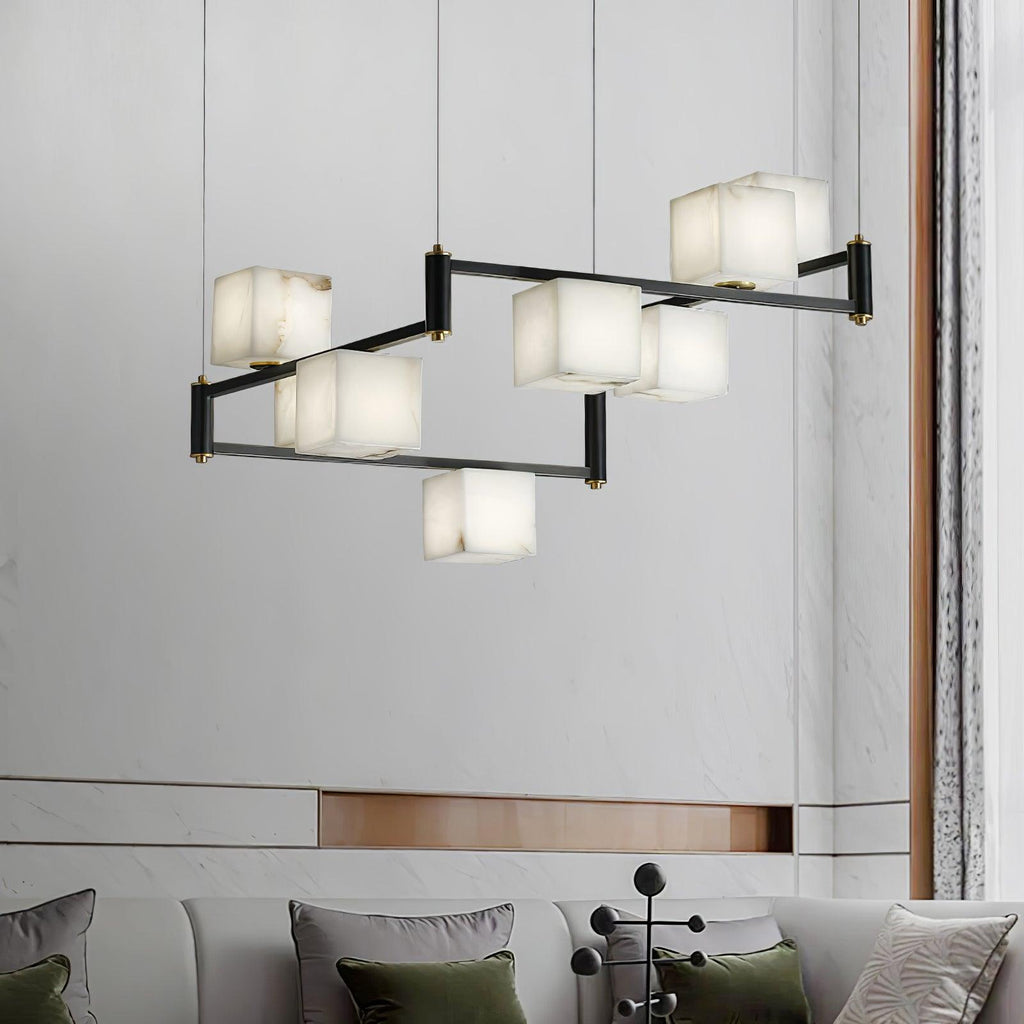 alabaster-square-box-chandelier-anzaz-Brass & Black & White-2