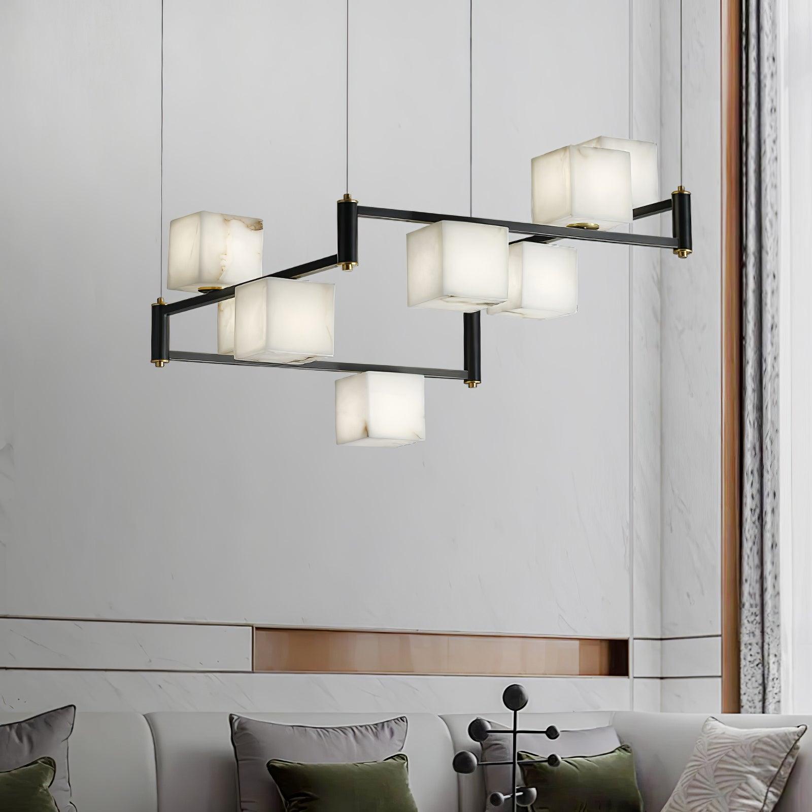 alabaster-square-box-chandelier-anzaz-Brass & Black & White-2