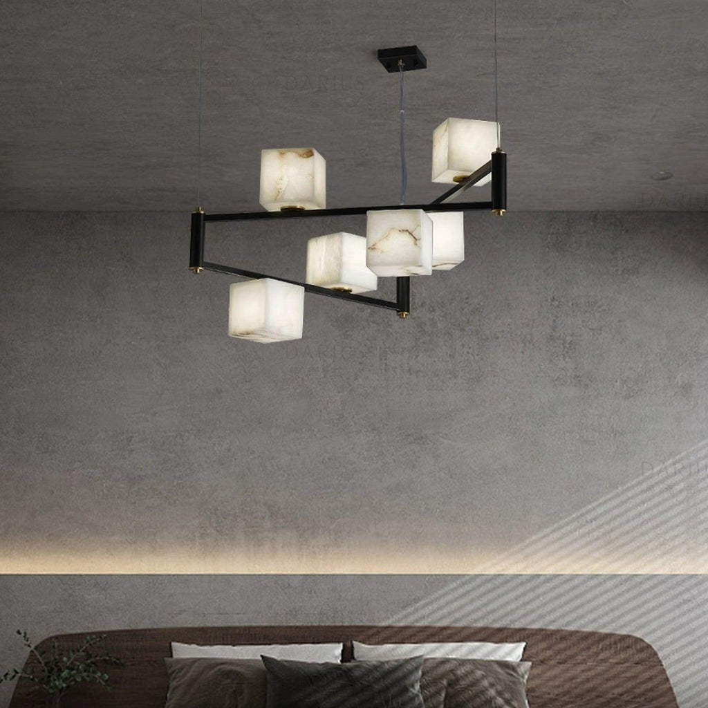 alabaster-square-box-chandelier-anzaz-Brass & Black & White-3