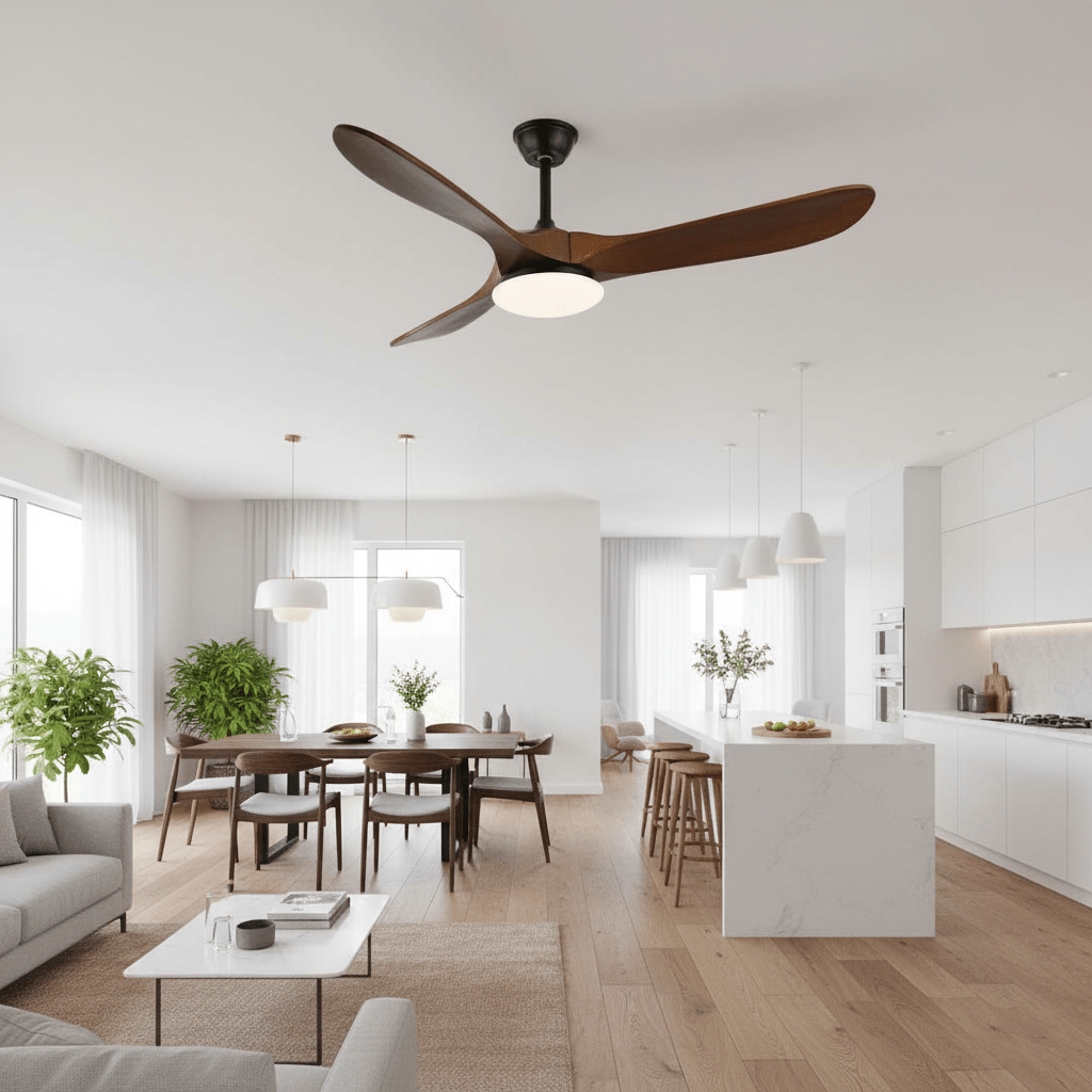 maverick-42-52-ceiling-fan-light-anzaz-Model A Walnut Wood Grain & Black (Wooden blades)-2