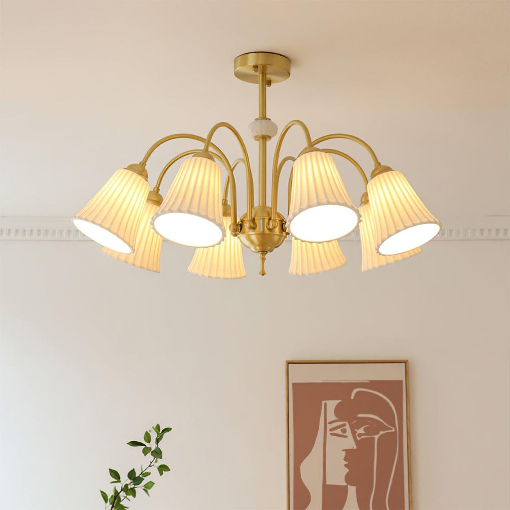 medieval-ceramic-trumpet-chandelier-anzaz-Gold & White-2