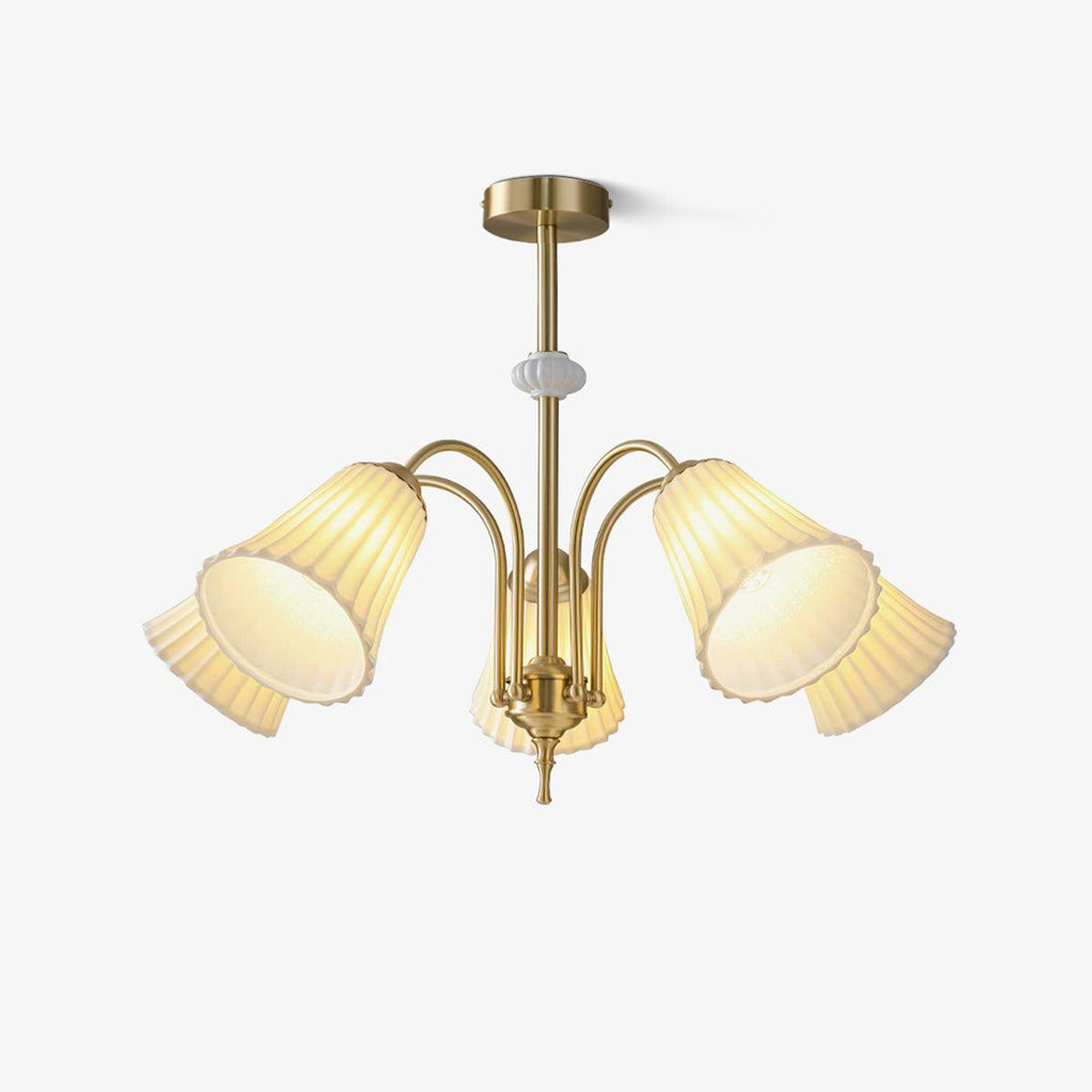 medieval-ceramic-trumpet-chandelier-anzaz-Gold & White-1