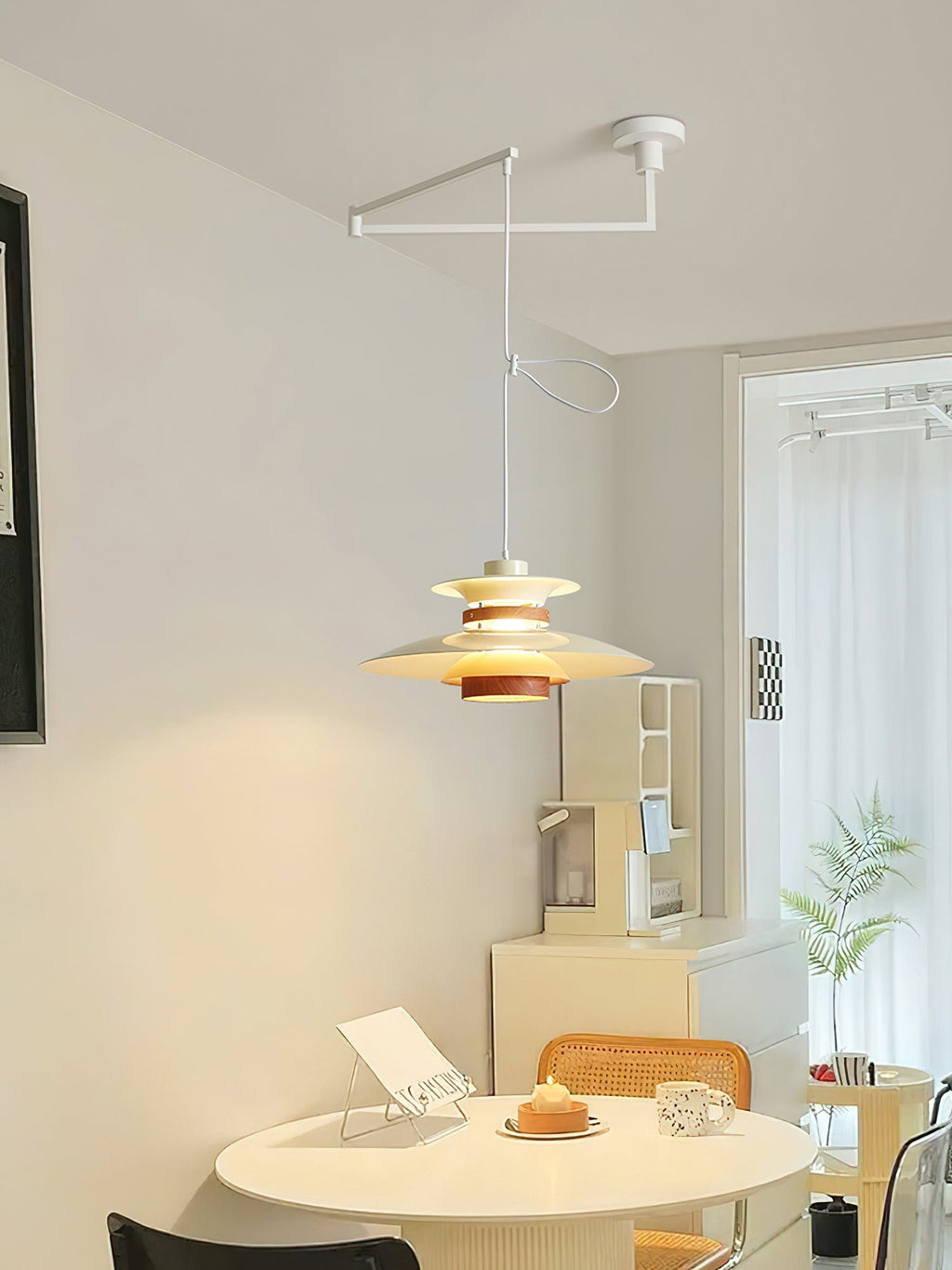 mercero-swing-arm-pendant-lamp-anzaz-Beige & Walnut wood-5