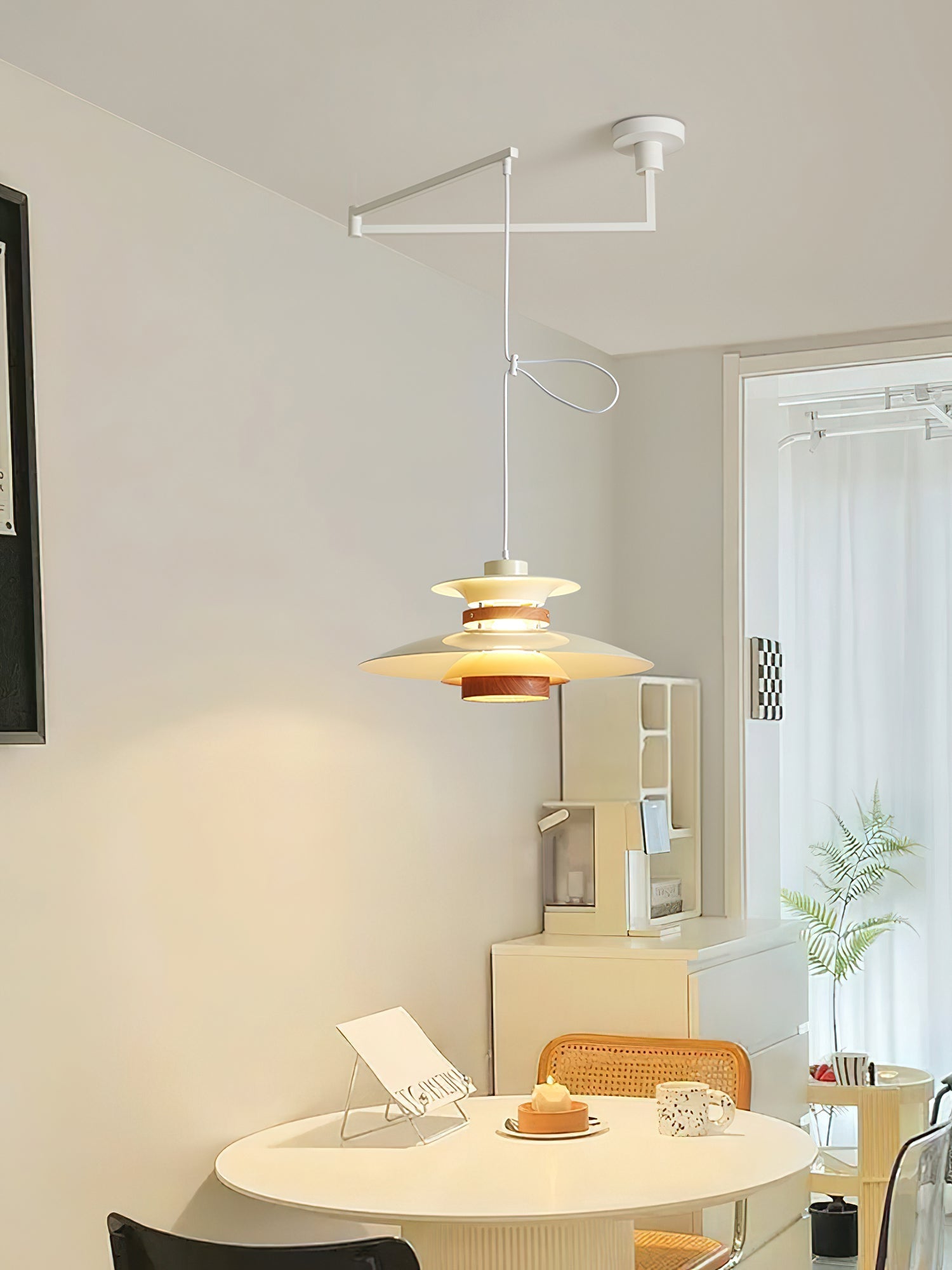 mercero-swing-arm-pendant-lamp-anzaz-Beige & Walnut wood-5