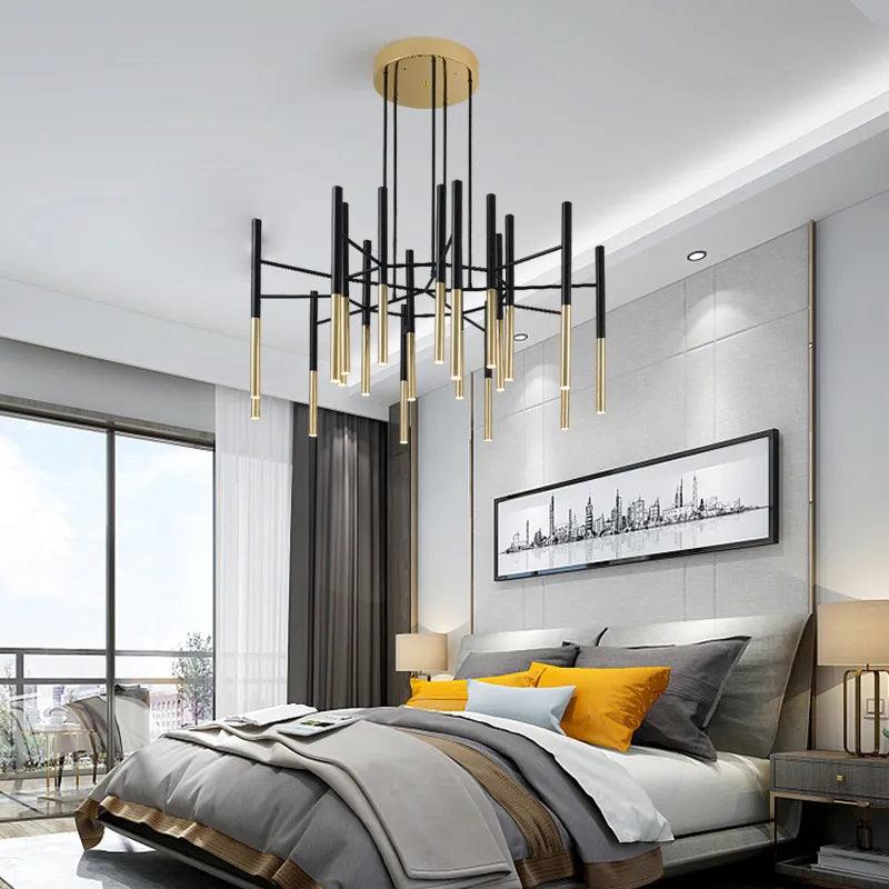 metal-tubular-chandelier-anzaz-Black & Gold-2