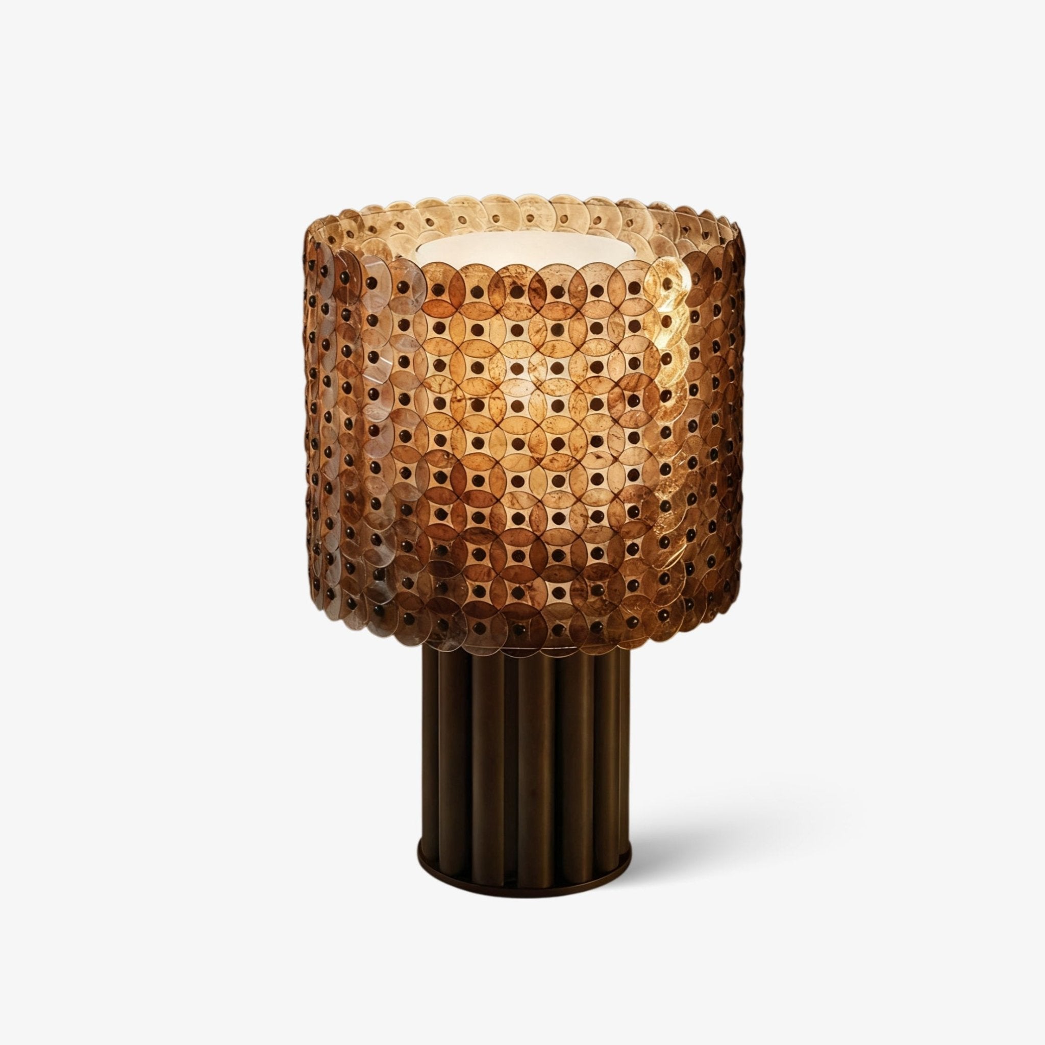 mica-disc-lattice-table-lamp-anzaz-Amber & Bronze-1