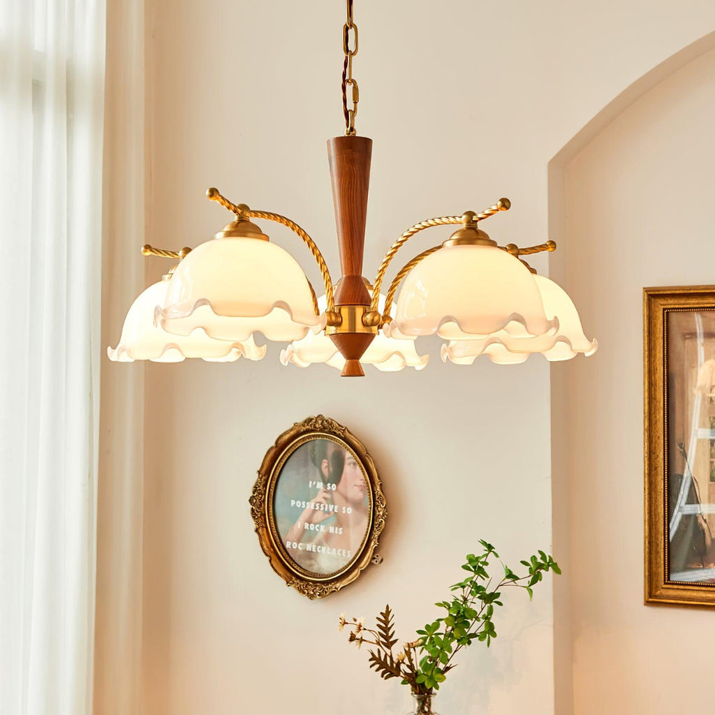 milky-flower-chandelier-anzaz-Copper & Walnut wood-2