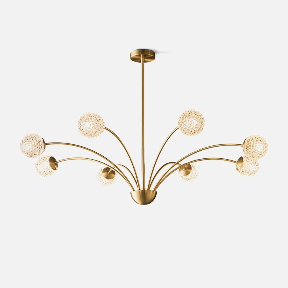 millender-chandelier-anzaz-Brass & White glass lampshade-1