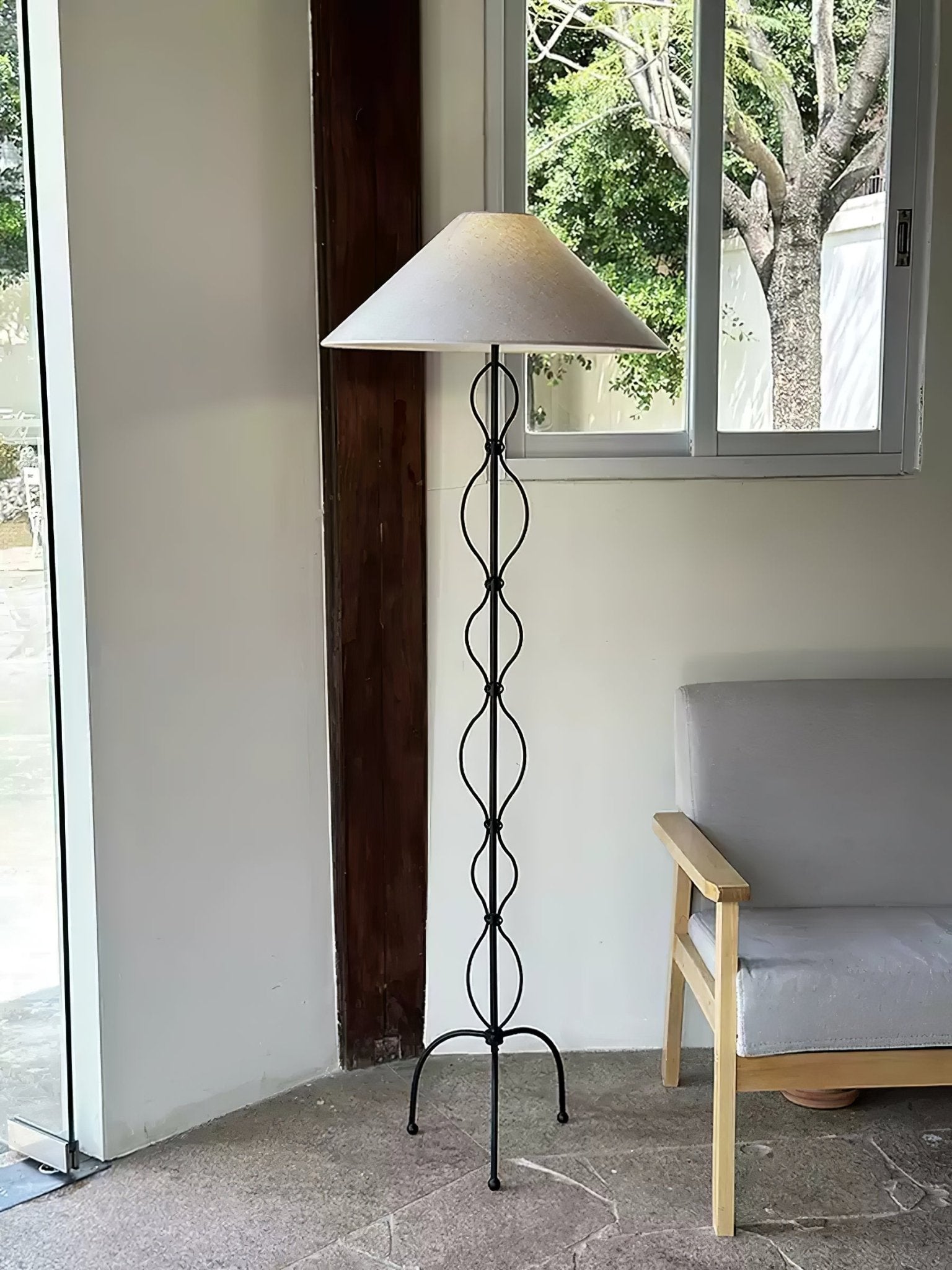 minimalist-iron-twist-floor-lamp-anzaz-Black & Linen Color-4