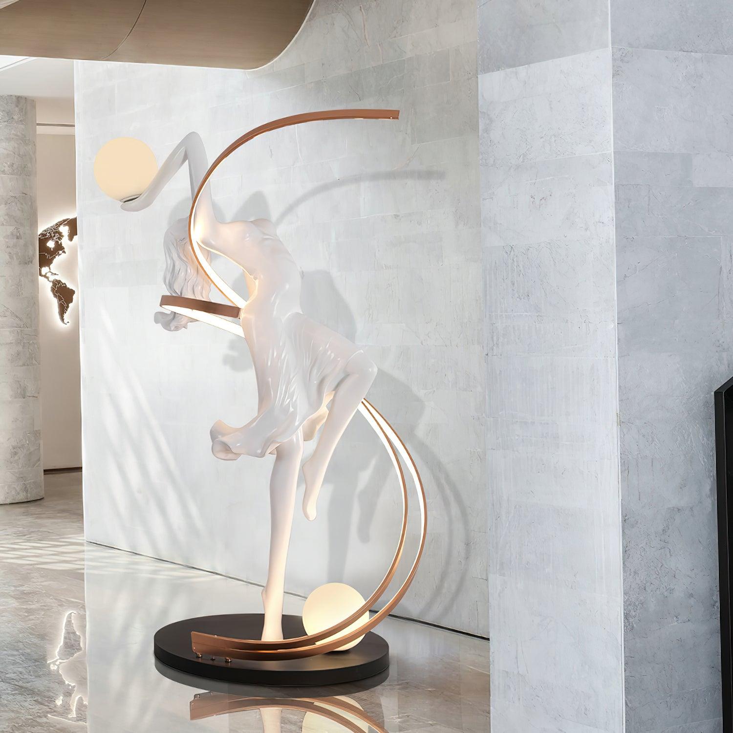 misha-goddess-statue-floor-lamp-anzaz-Black & White & Rose gold-3