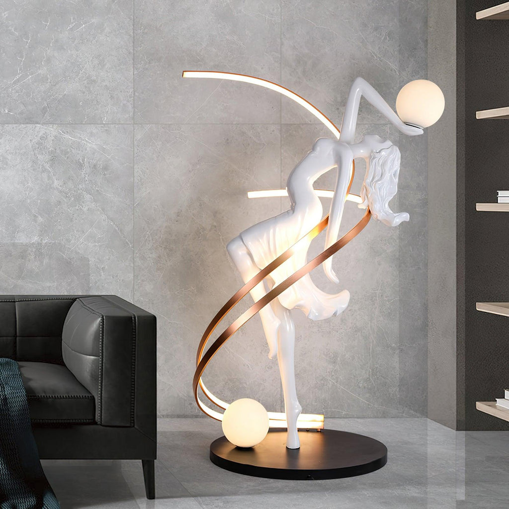 misha-goddess-statue-floor-lamp-anzaz-Black & White & Rose gold-2