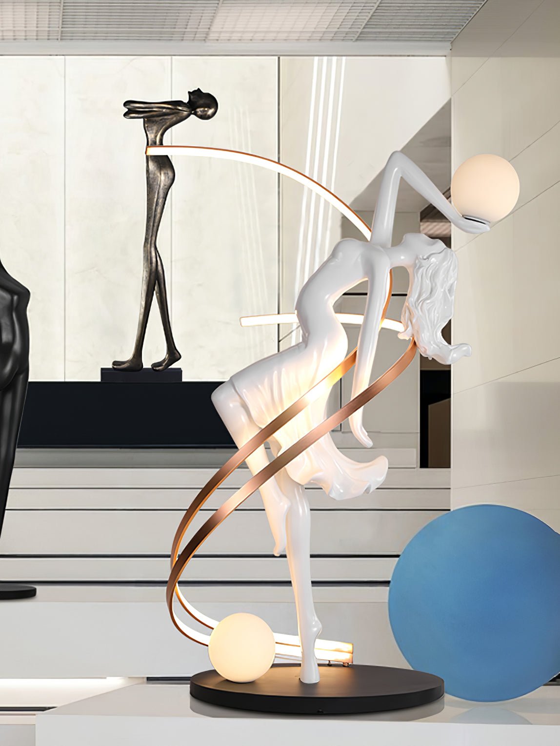 misha-goddess-statue-floor-lamp-anzaz-Black & White & Rose gold-4