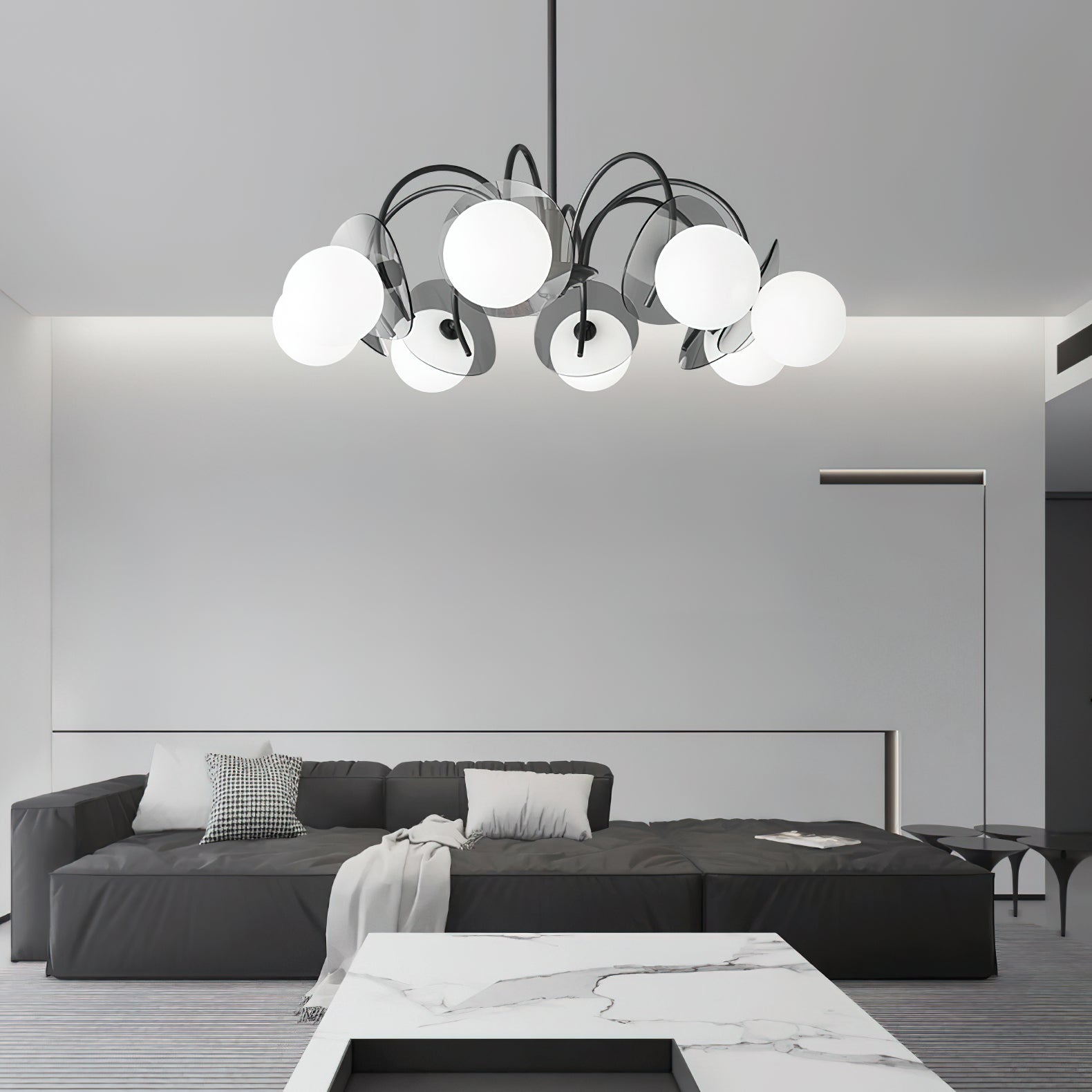 molecular-spherical-glass-chandelier-anzaz-Black & White-2