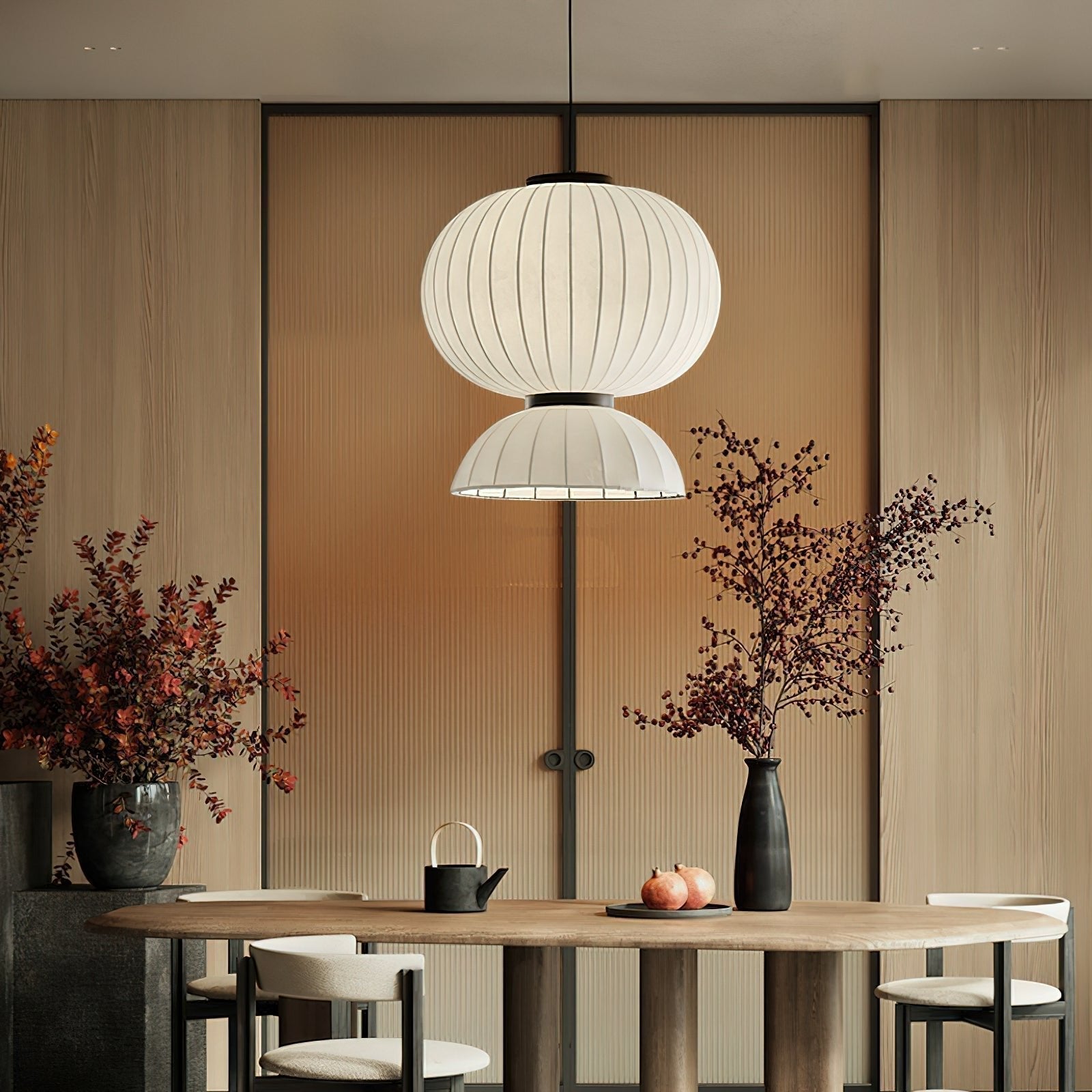 mulberry-silk-lantern-pendant-light-anzaz-White & Black-2