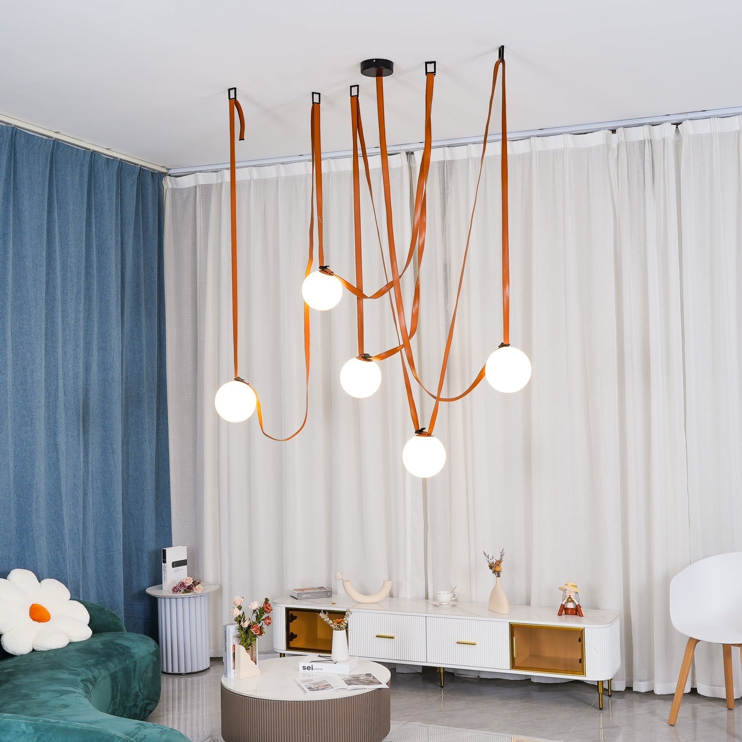 multiple-belt-art-pendant-light-anzaz-Version B Orange Leather-10
