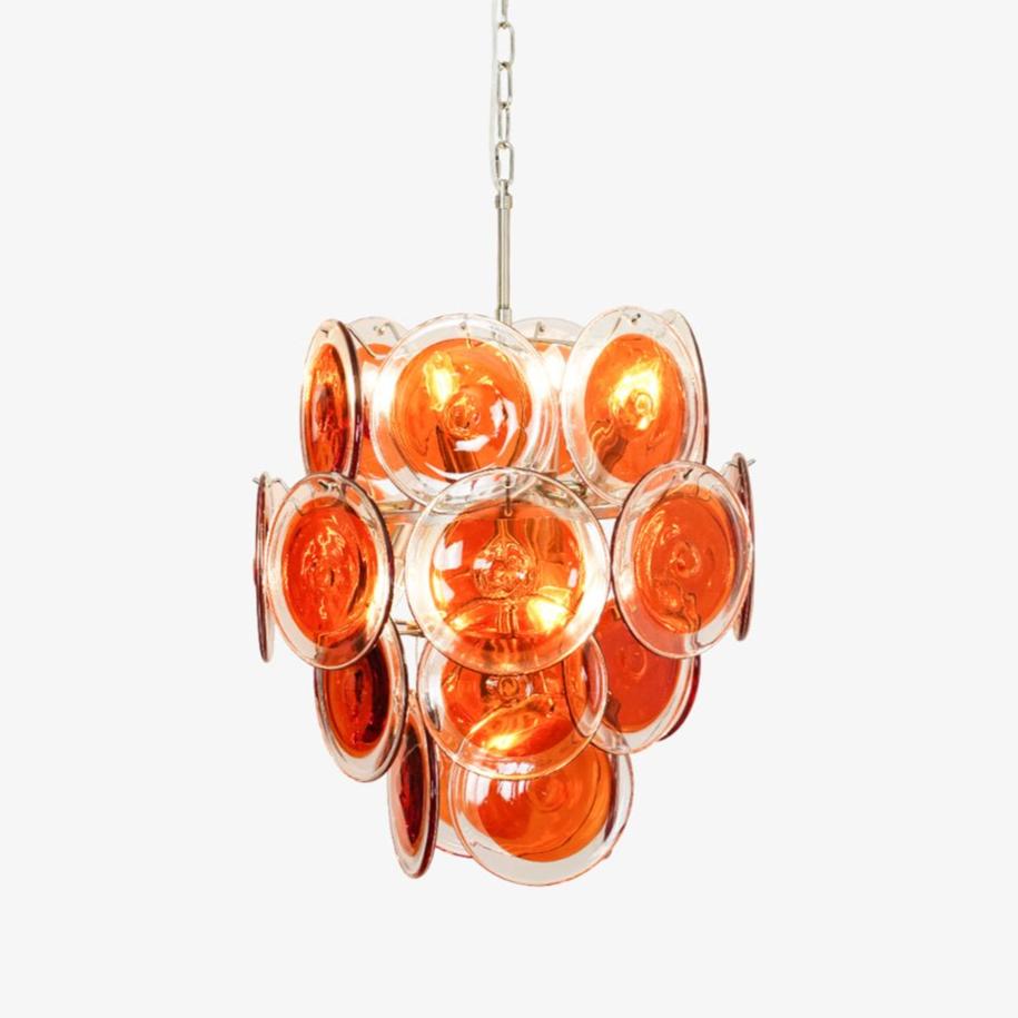 murano-orange-disk-glass-chandelier-anzaz-Nickel & Orange-1