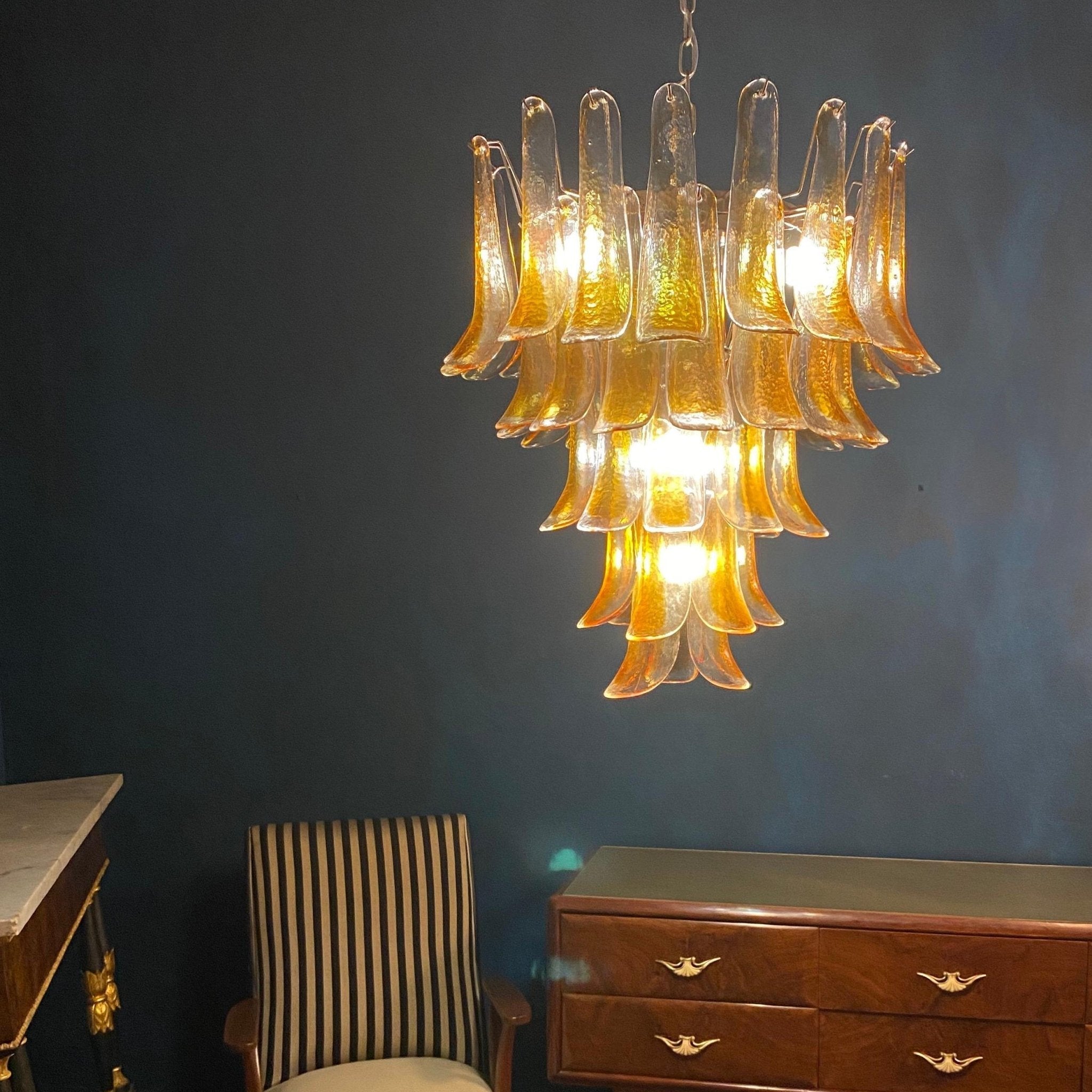 amber-murano-glass-petals-chandelier-anzaz-Light brown Glass & Nickel-2