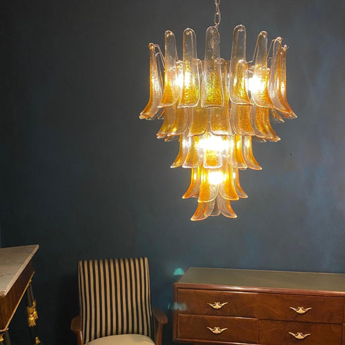 amber-murano-glass-petals-chandelier-anzaz-Light brown Glass & Nickel-2