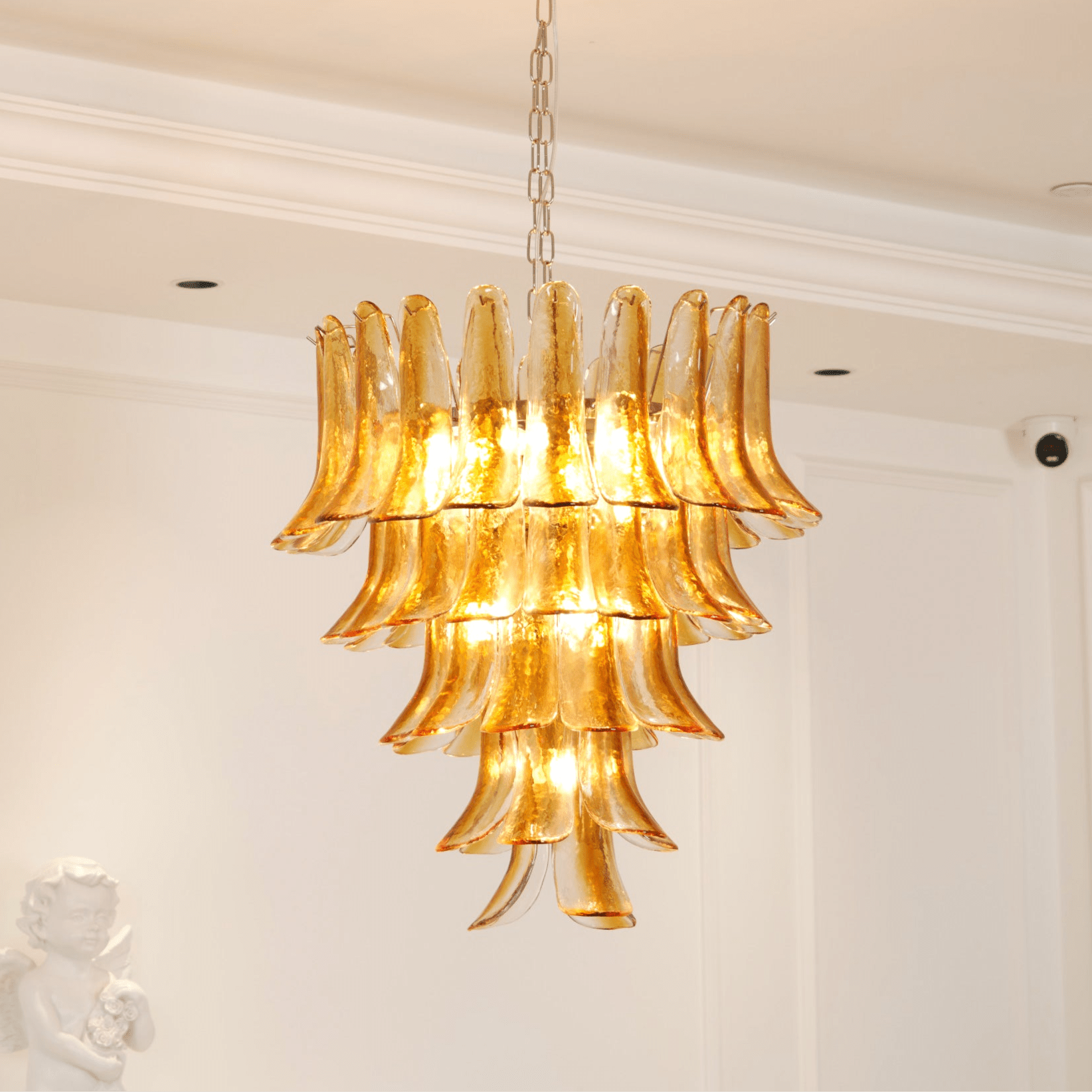 murano-amber-lily-chandelier-anzaz-Amber Glass & Nickel-2