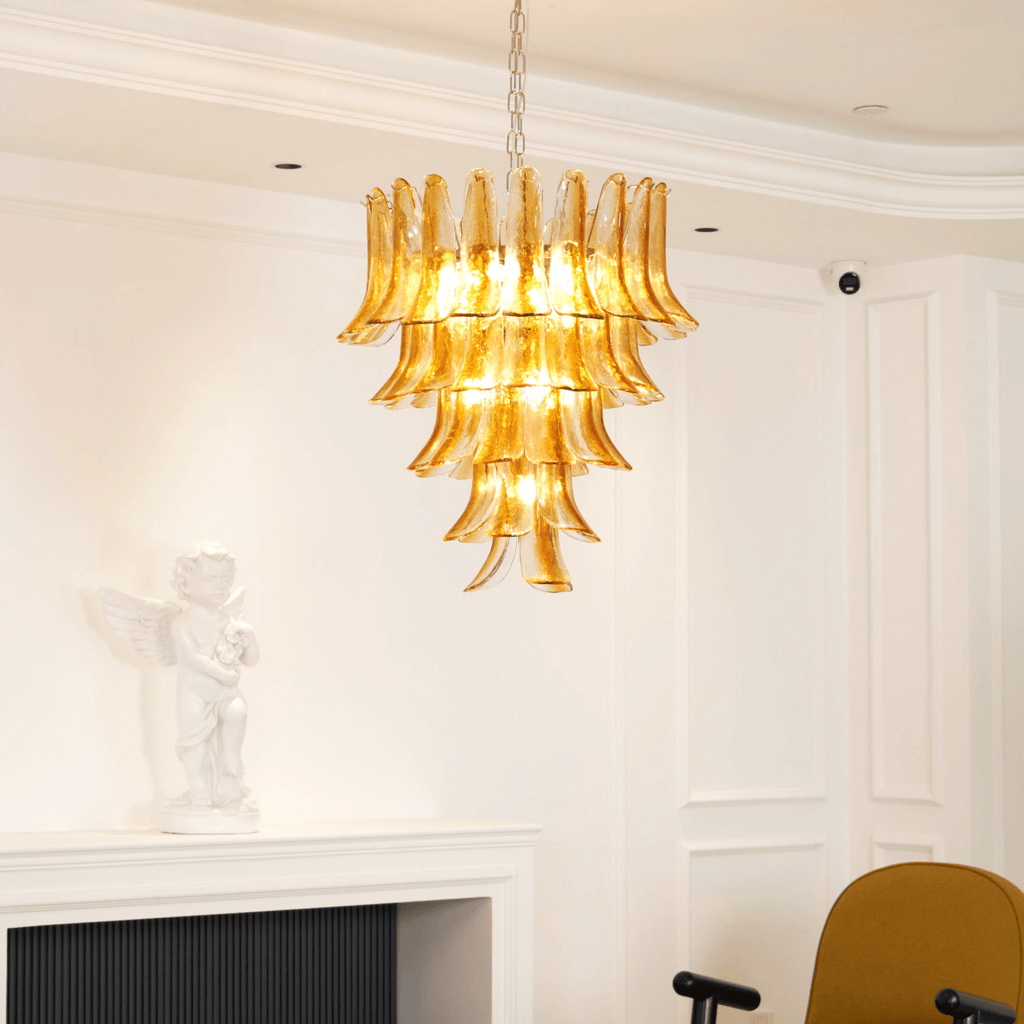 murano-amber-lily-chandelier-anzaz-Amber Glass & Nickel-3