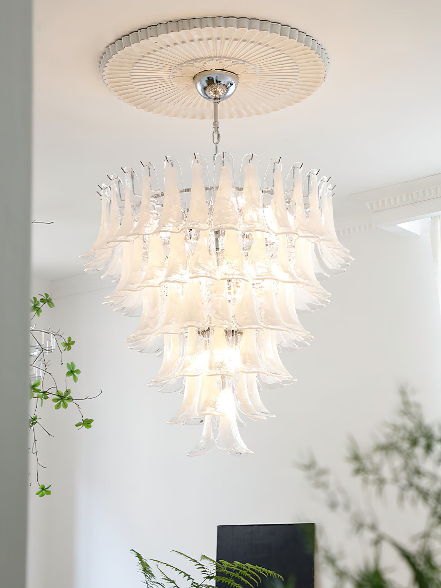 murano-transparent-glass-petals-chandelier-anzaz-Light Brown Cloud-5