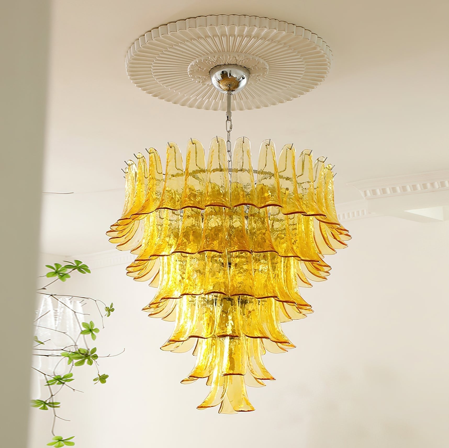 murano-transparent-glass-petals-chandelier-anzaz-Brown & Clear-6