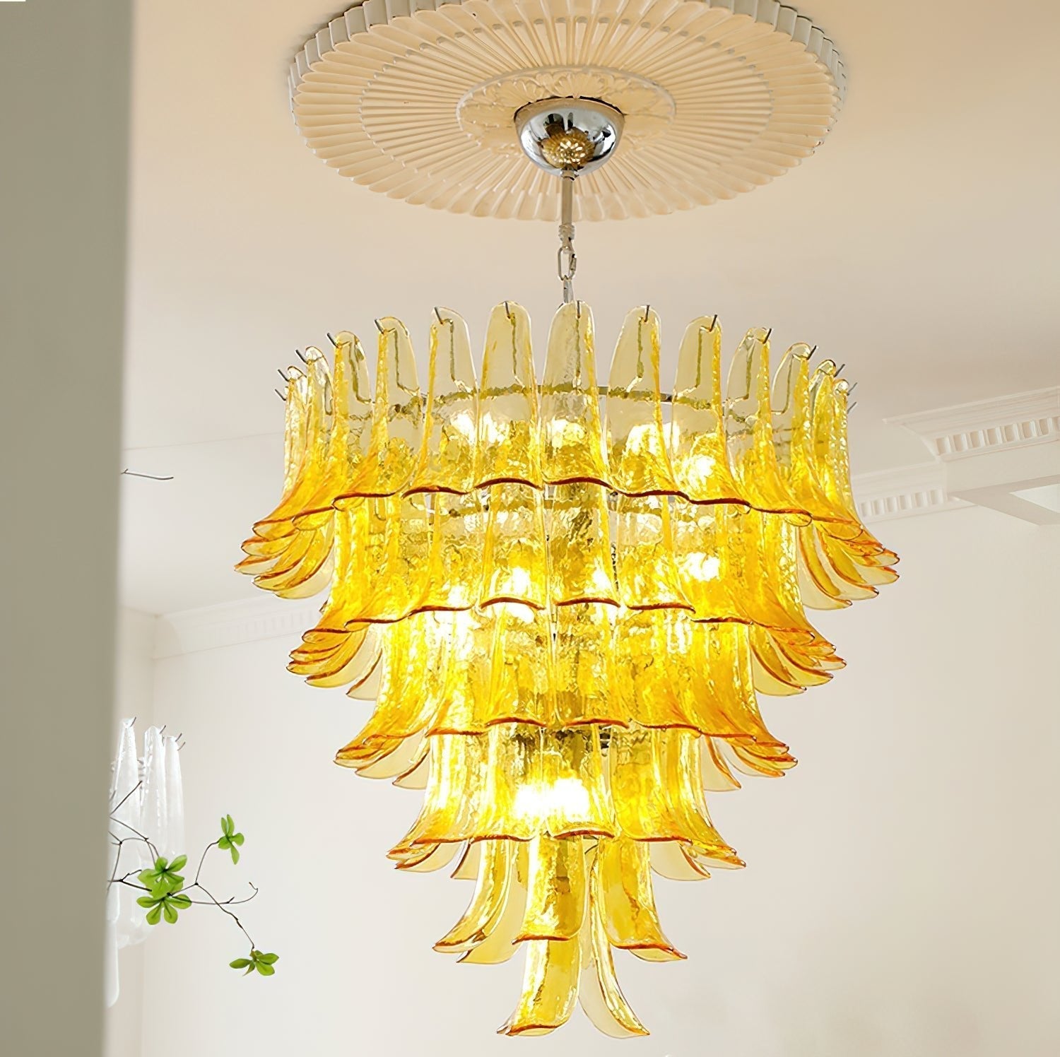 murano-transparent-glass-petals-chandelier-anzaz-Amber-45