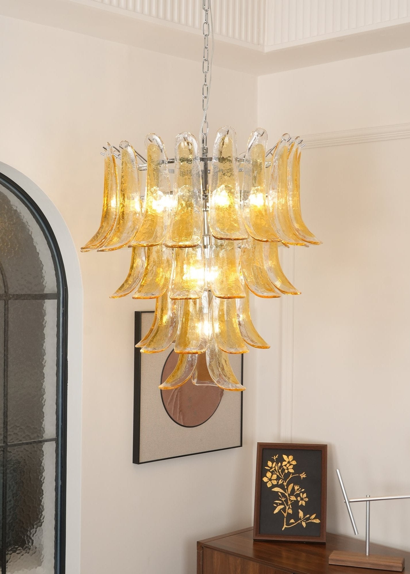 murano-transparent-glass-petals-chandelier-anzaz-Brown & Clear-48