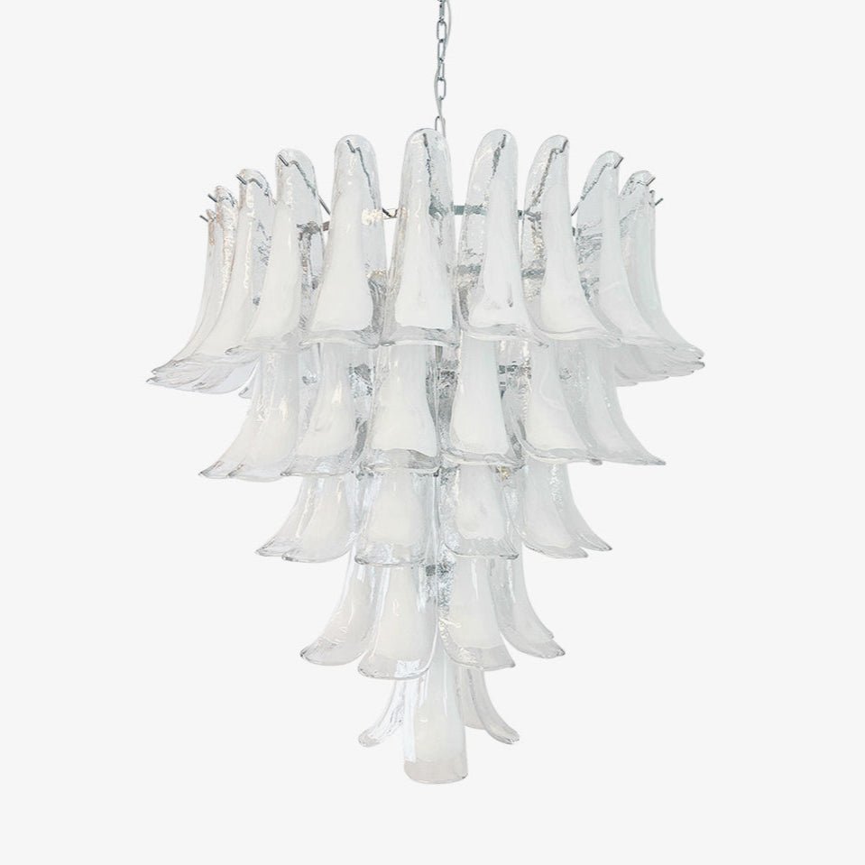 murano-glass-petals-chandelier-anzaz-Nickel & White Glass-1