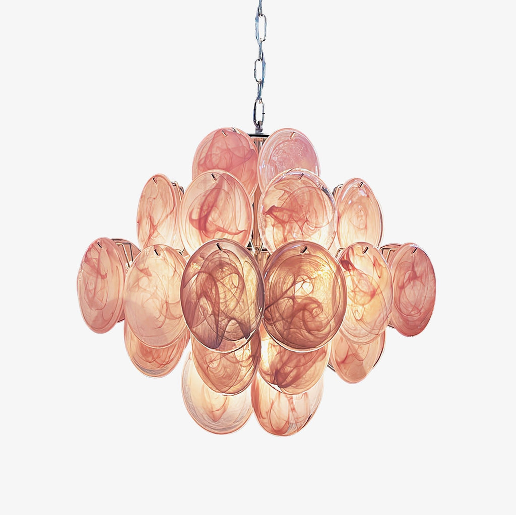 murano-pink-disks-chandelier-anzaz-Pink Glass & Chrome-1